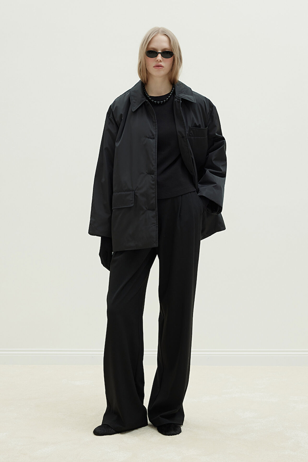 Siyah Cloud Gömlek Yaka Mont