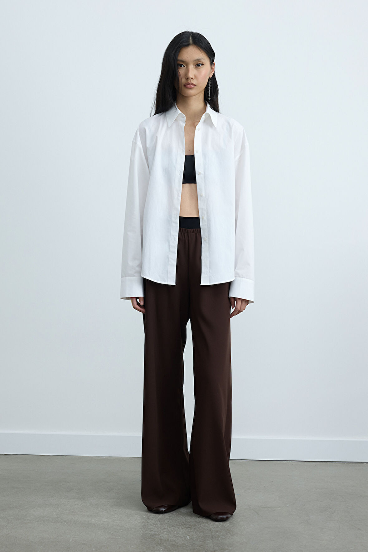 Kahverengi Pol Krep Pantolon