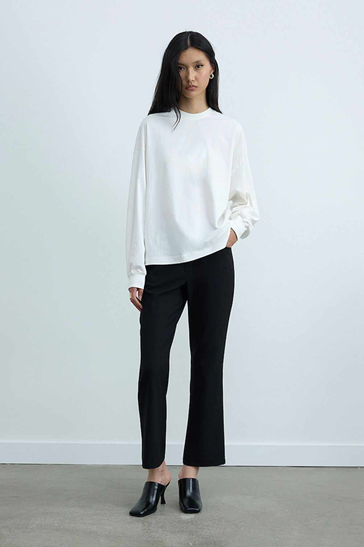 Ekru Dune Oversize Manşetli Tişört