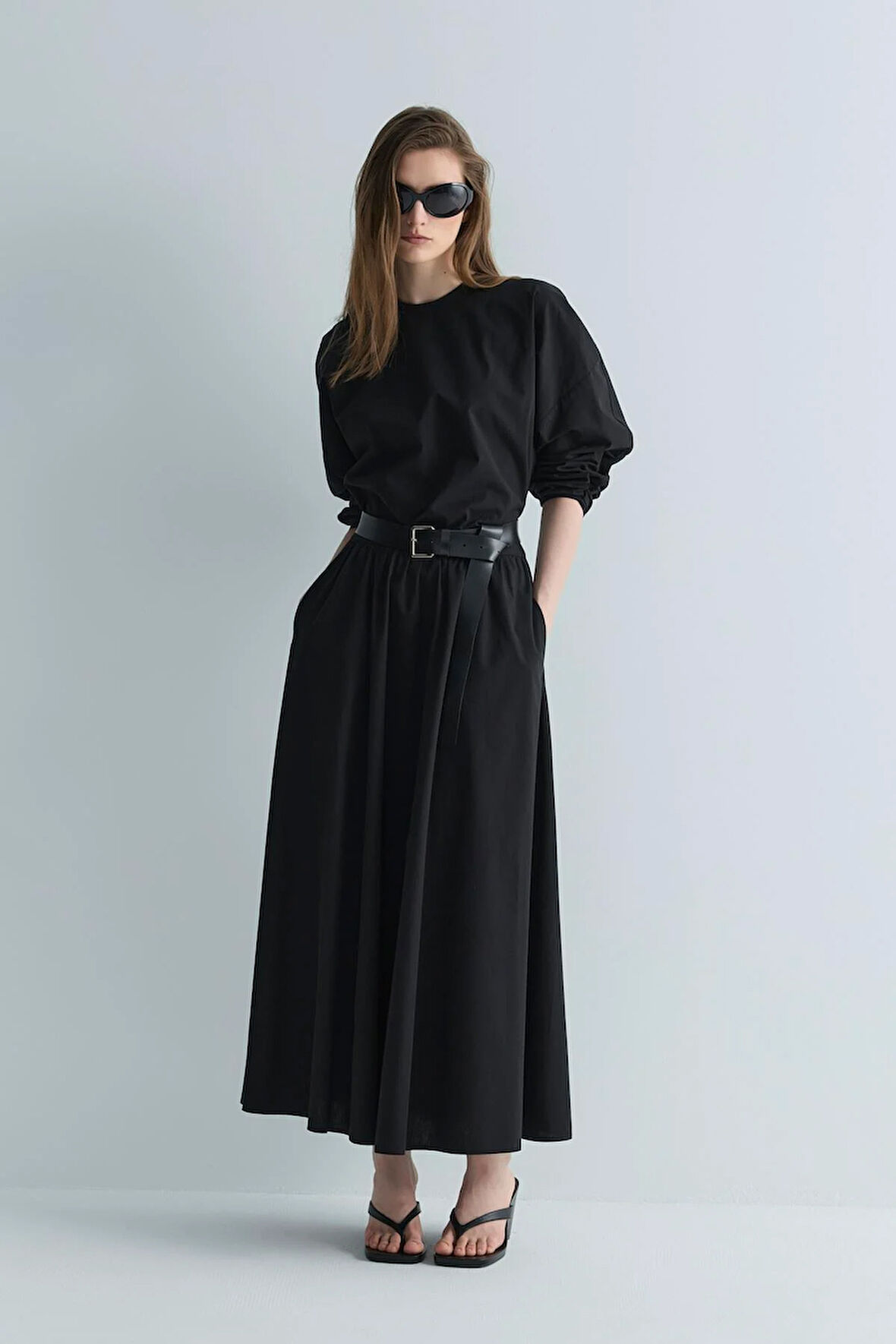 Siyah Lara Kemerli Bluz