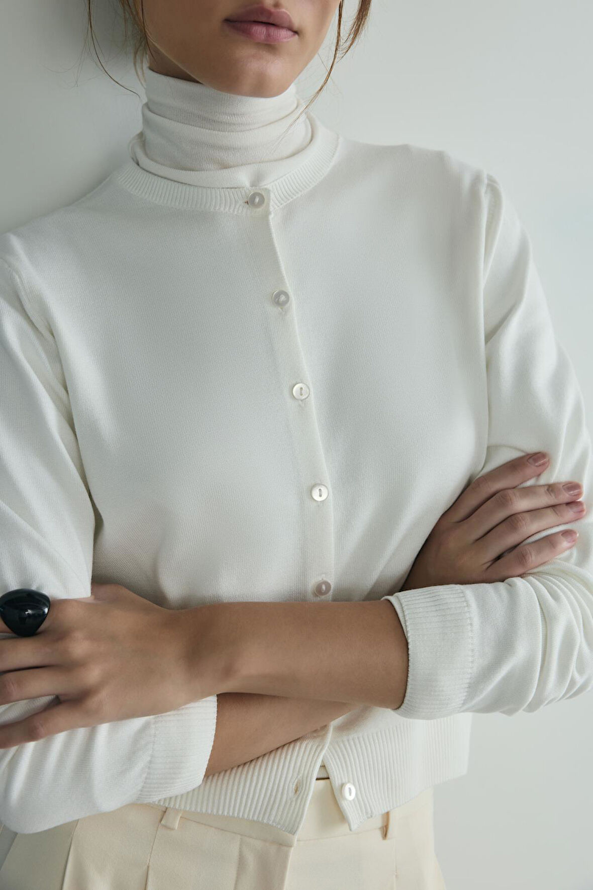 Ekru Lea Triko Hırka