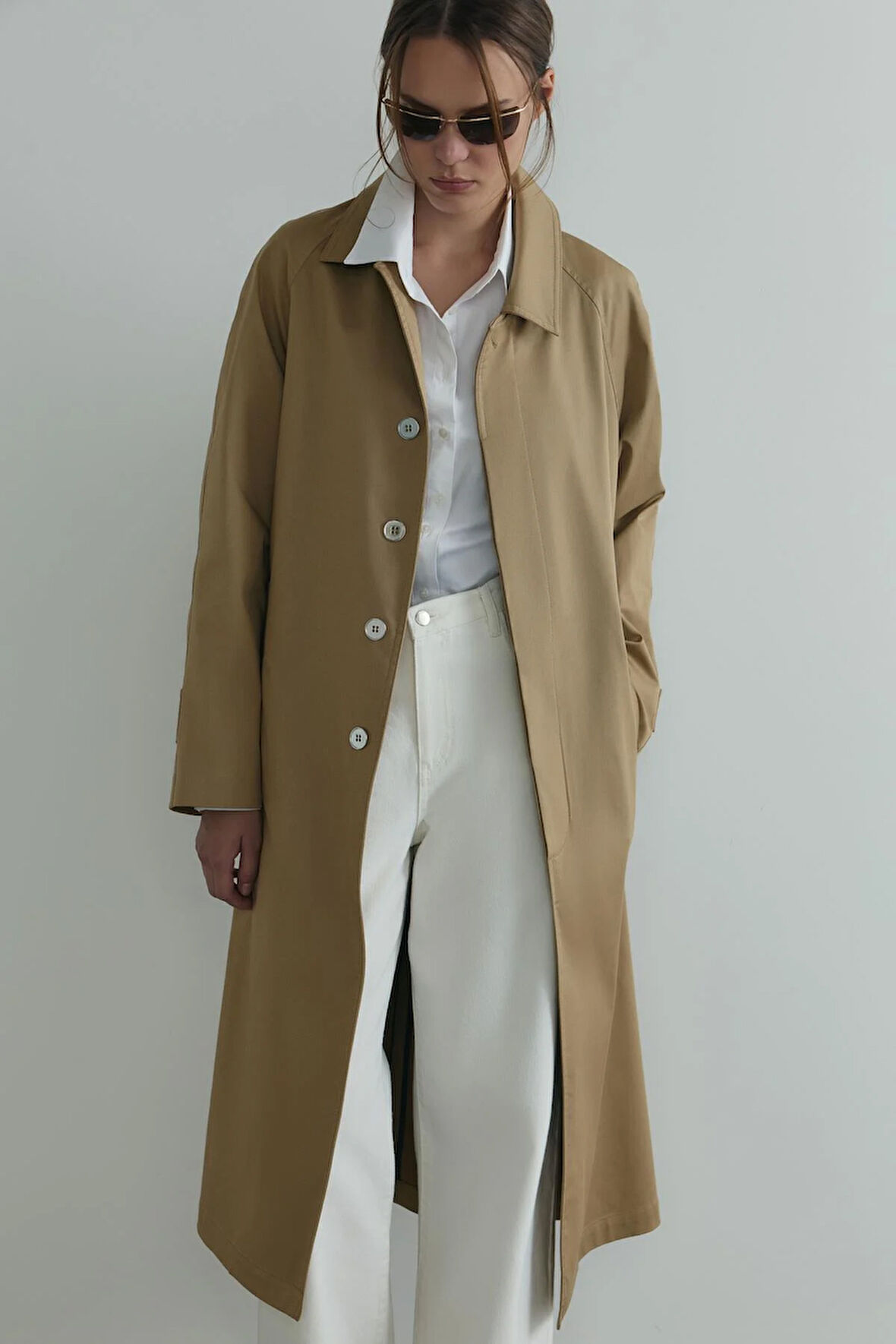 Camel Rue Gömlek Yaka Trençkot