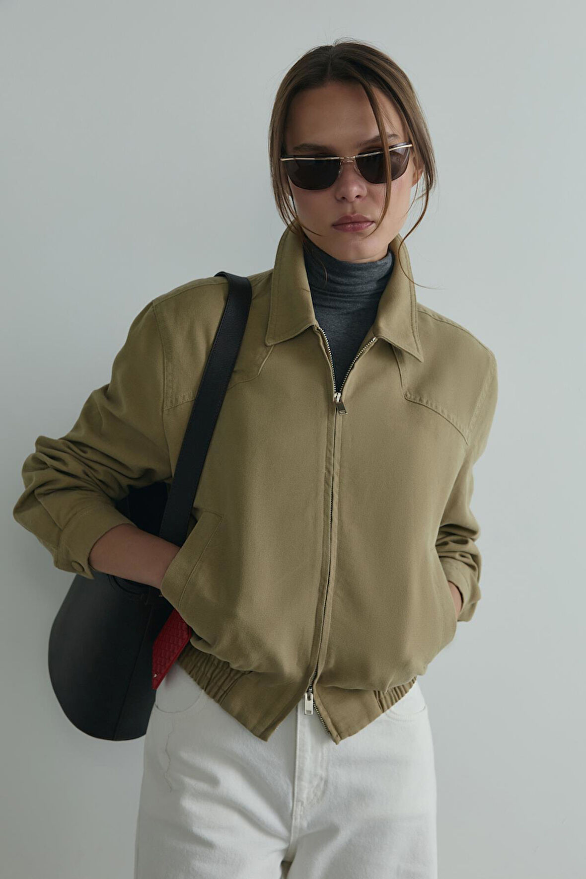 Haki Alden Yıkamalı Ceket