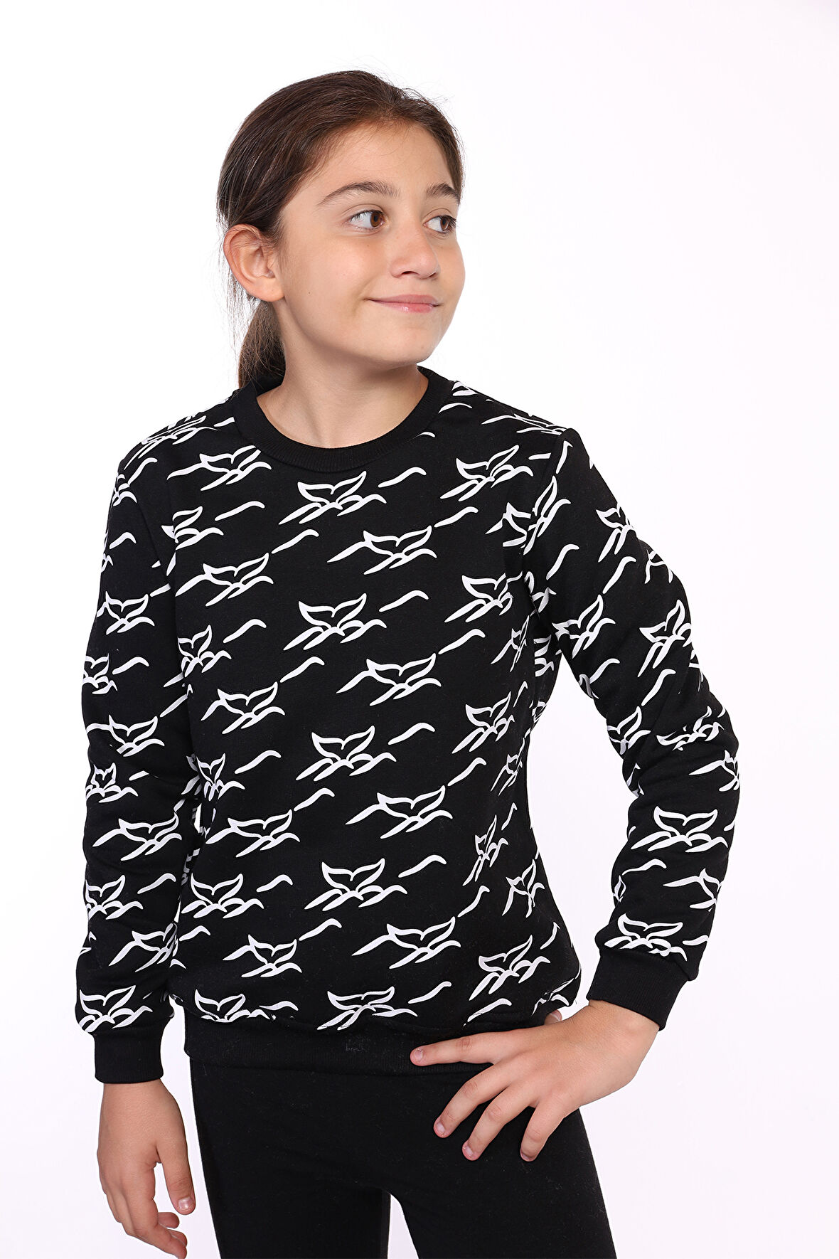 Toontoy Kız Çocuk Komple Balık Kuyruğu Baskılı Sweatshirt