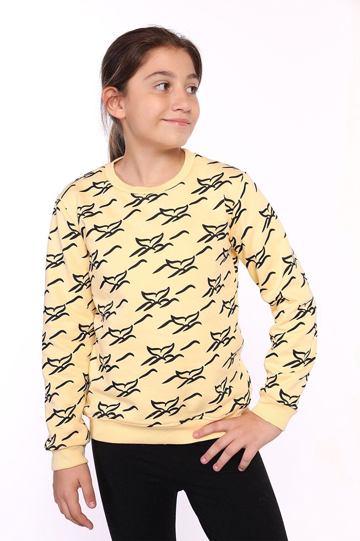 Toontoy Kız Çocuk Komple Balık Kuyruğu Baskılı Sweatshirt