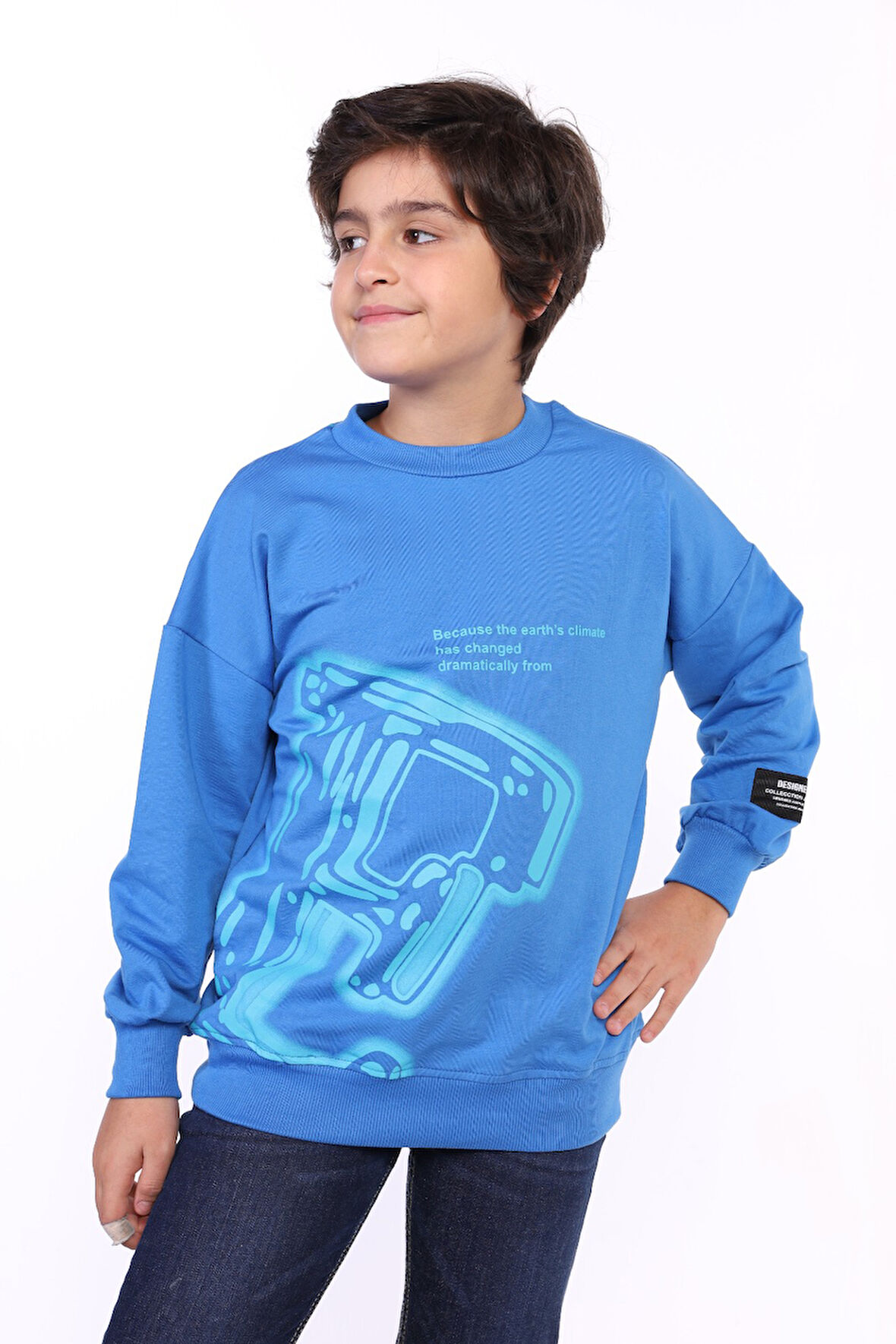 Toontoy Erkek Çocuk E harf Baskılı Sweatshirt