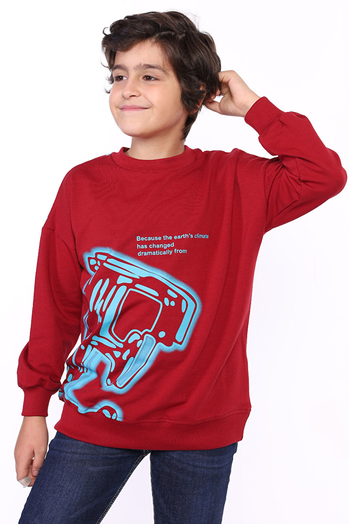 Toontoy Erkek Çocuk E harf Baskılı Sweatshirt