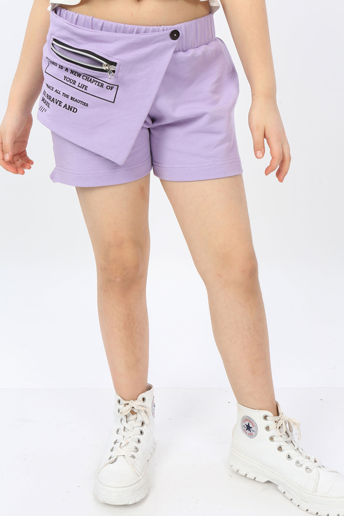 Toontoy Kız Çocuk Önü Süs Cepli Şort