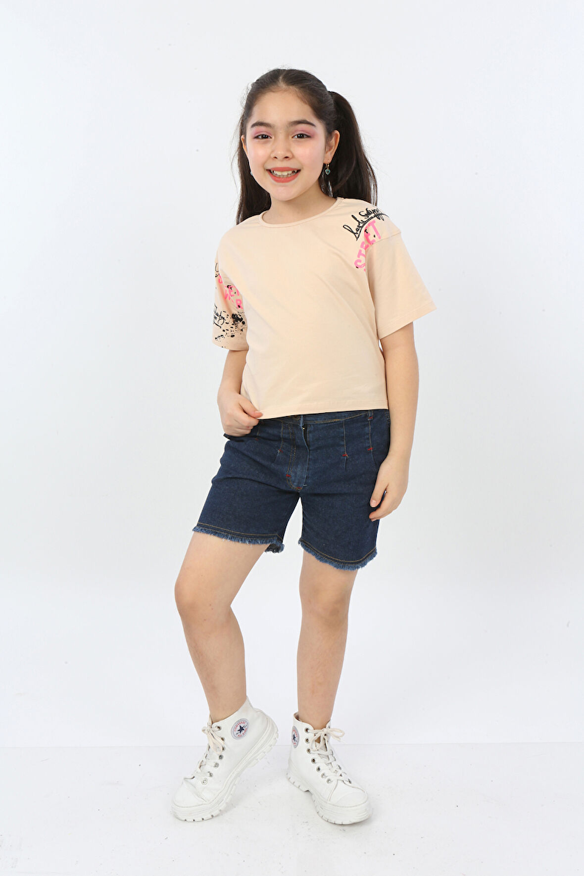 Toontoy Kız Çocuk Street Baskılı Tişört