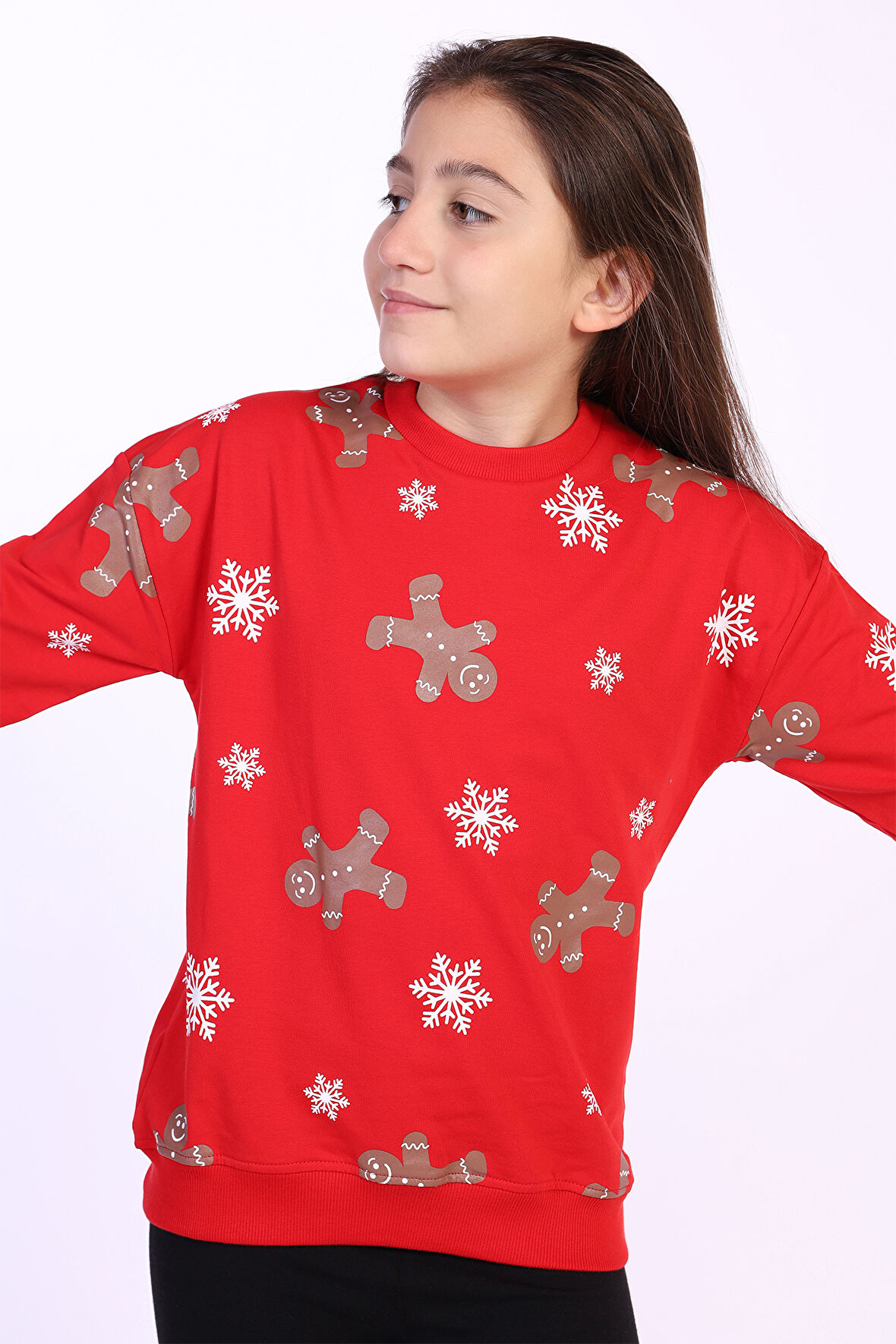 Toontoy Kız Çocuk Kar Taneli Kurabiye Baskılı Sweatshirt