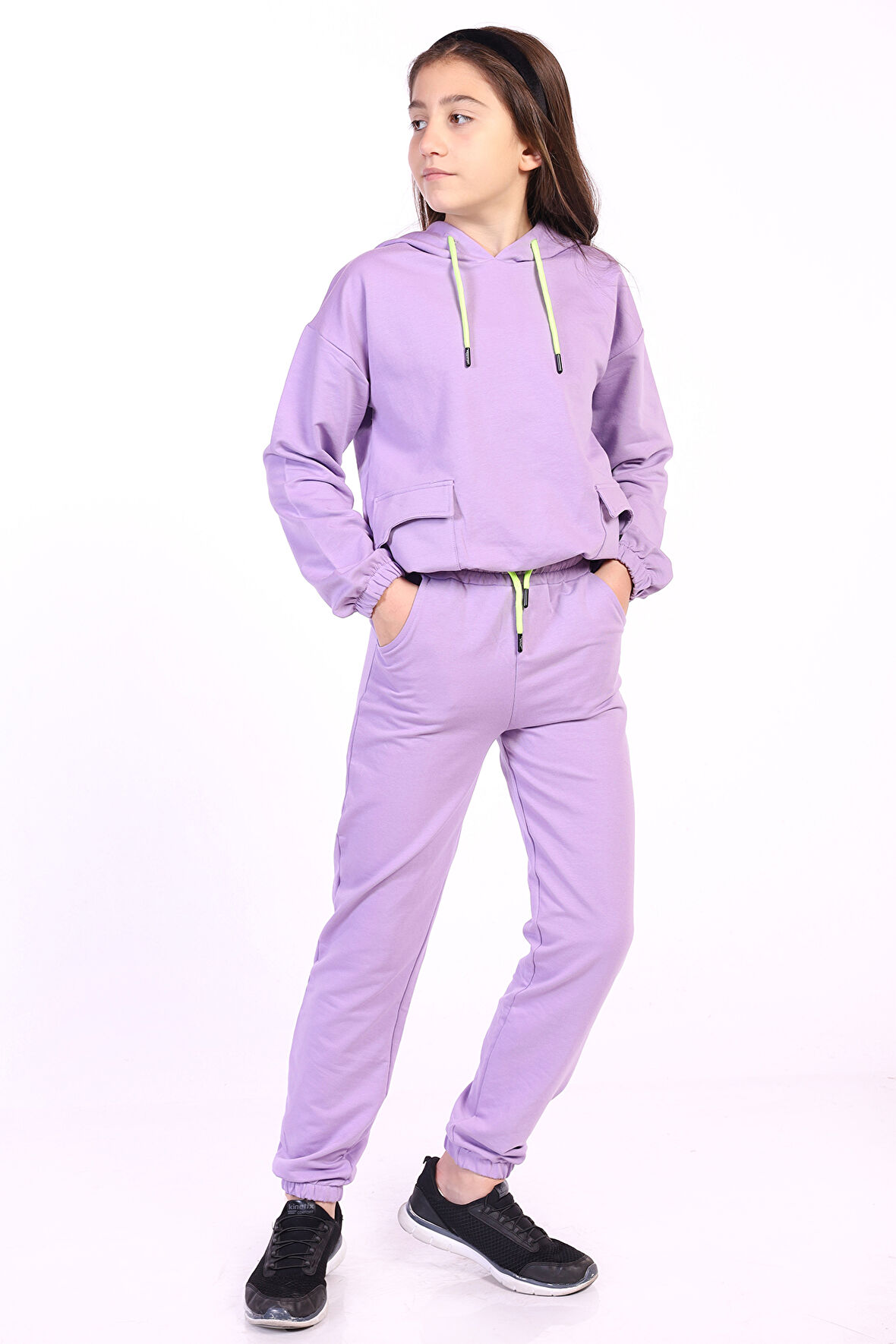 Toontoy Kız Çocuk Cepli Armalı Eşofman Takım