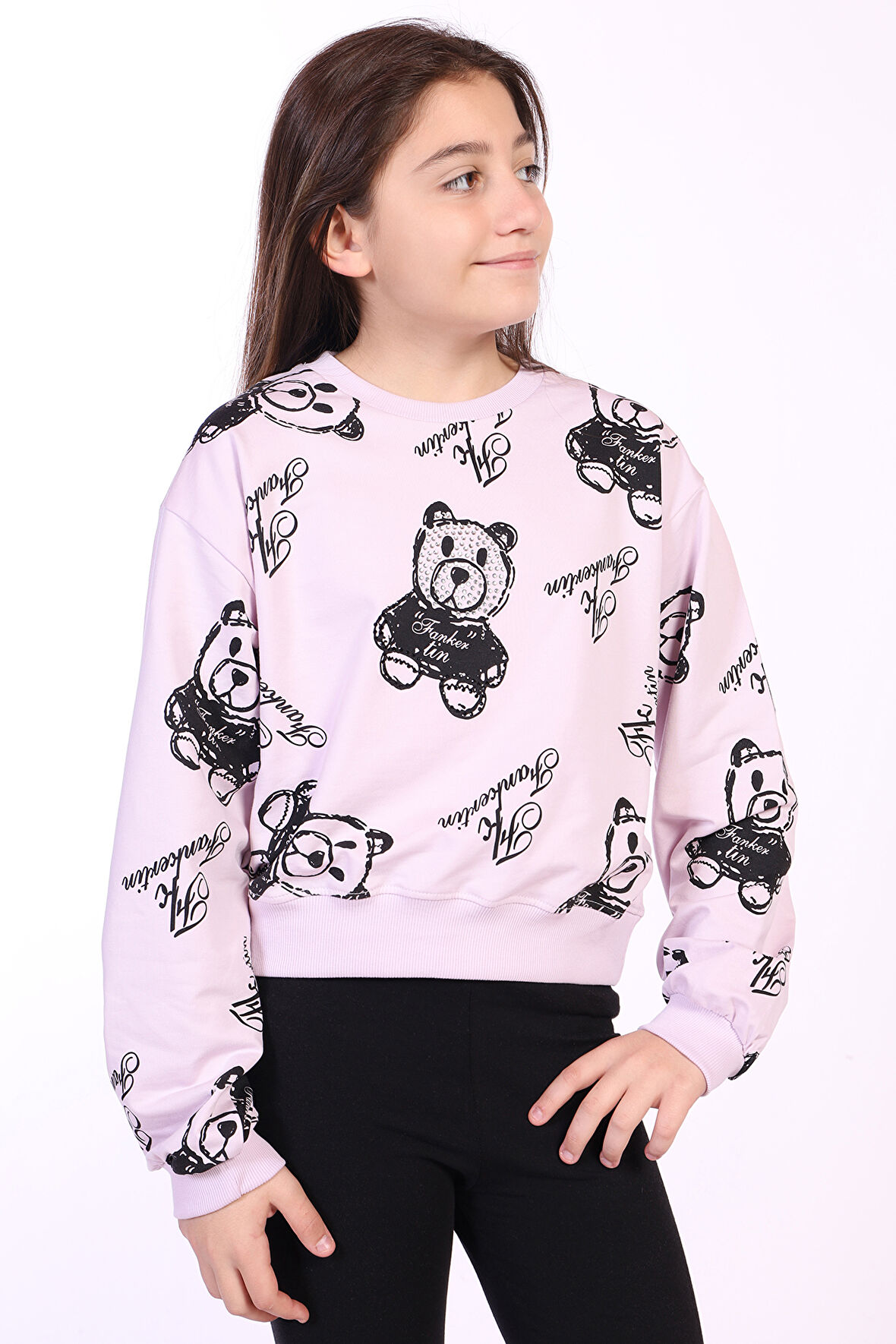 Toontoy Kız Çocuk Ayıcık Baskılı Sweatshirt