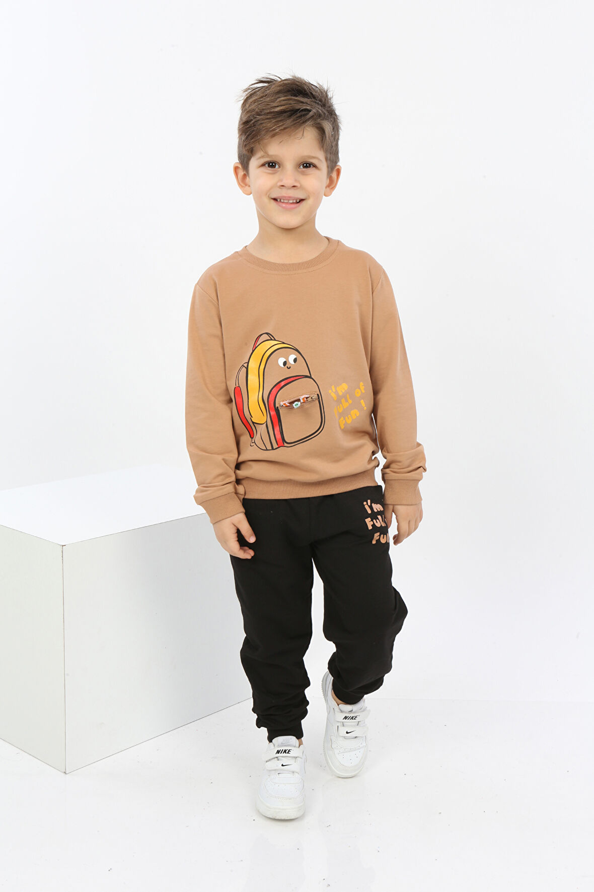 Toontoy Erkek Çocuk Çantalı Yazı Baskılı Eşofman Takım