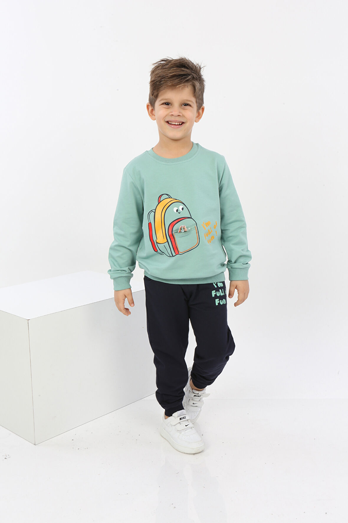 Toontoy Erkek Çocuk Çantalı Yazı Baskılı Eşofman Takım