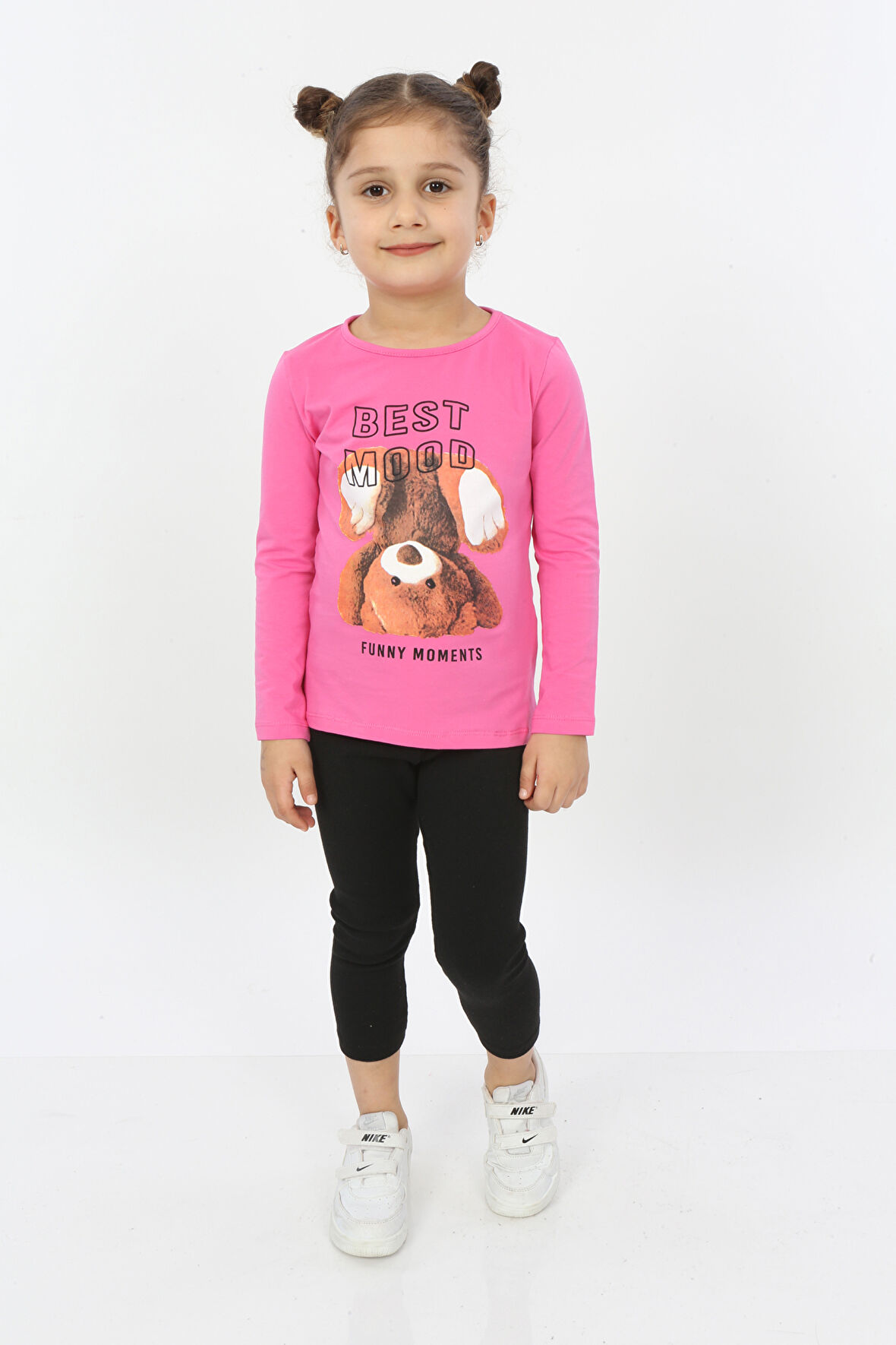 Toontoy Kız Çocuk Best Mood Ayıcık Baskılı Tişört