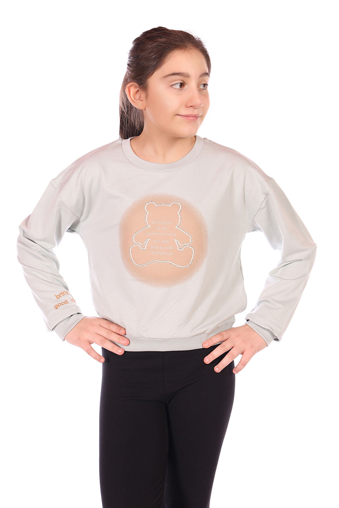 Toontoy Kız Çocuk Ayıcık Baskılı Sweatshirt