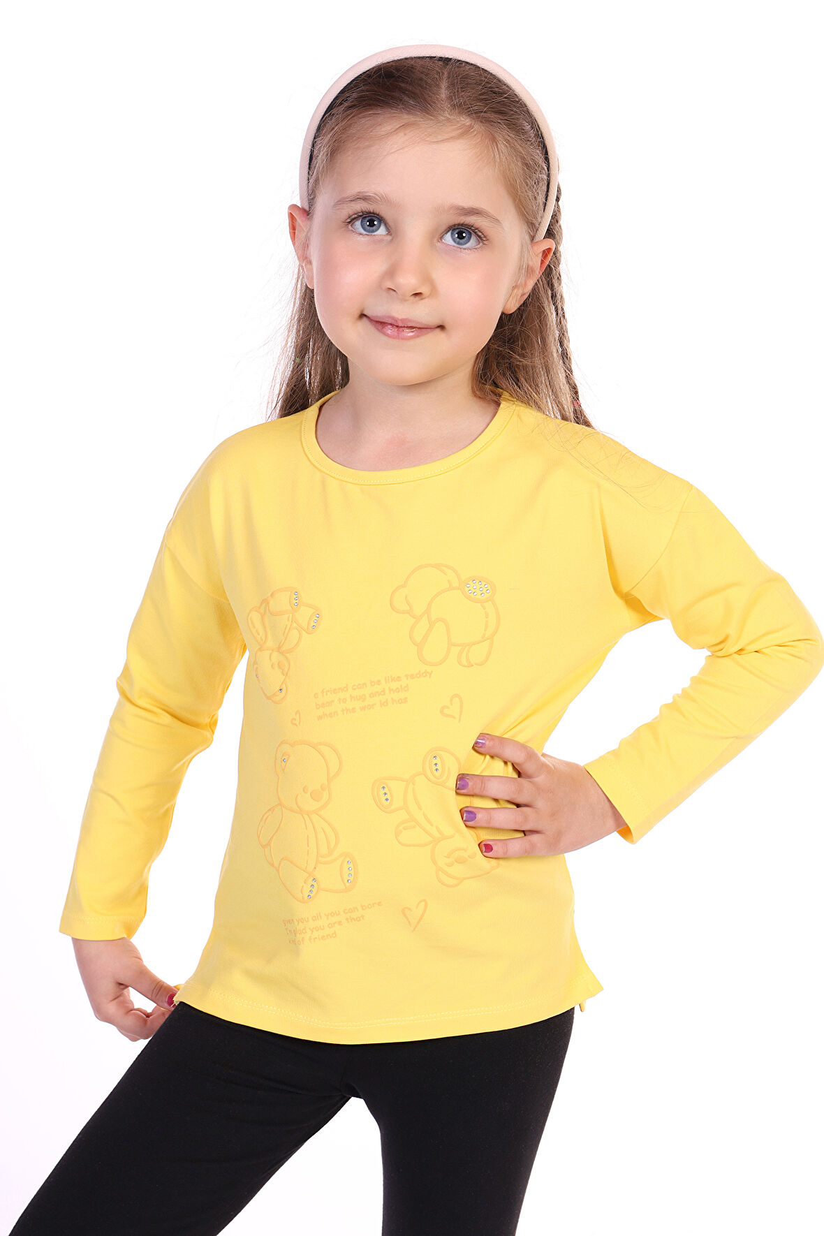 Toontoy Kız Çocuk 4lü Ayıcık Baskılı Tişört