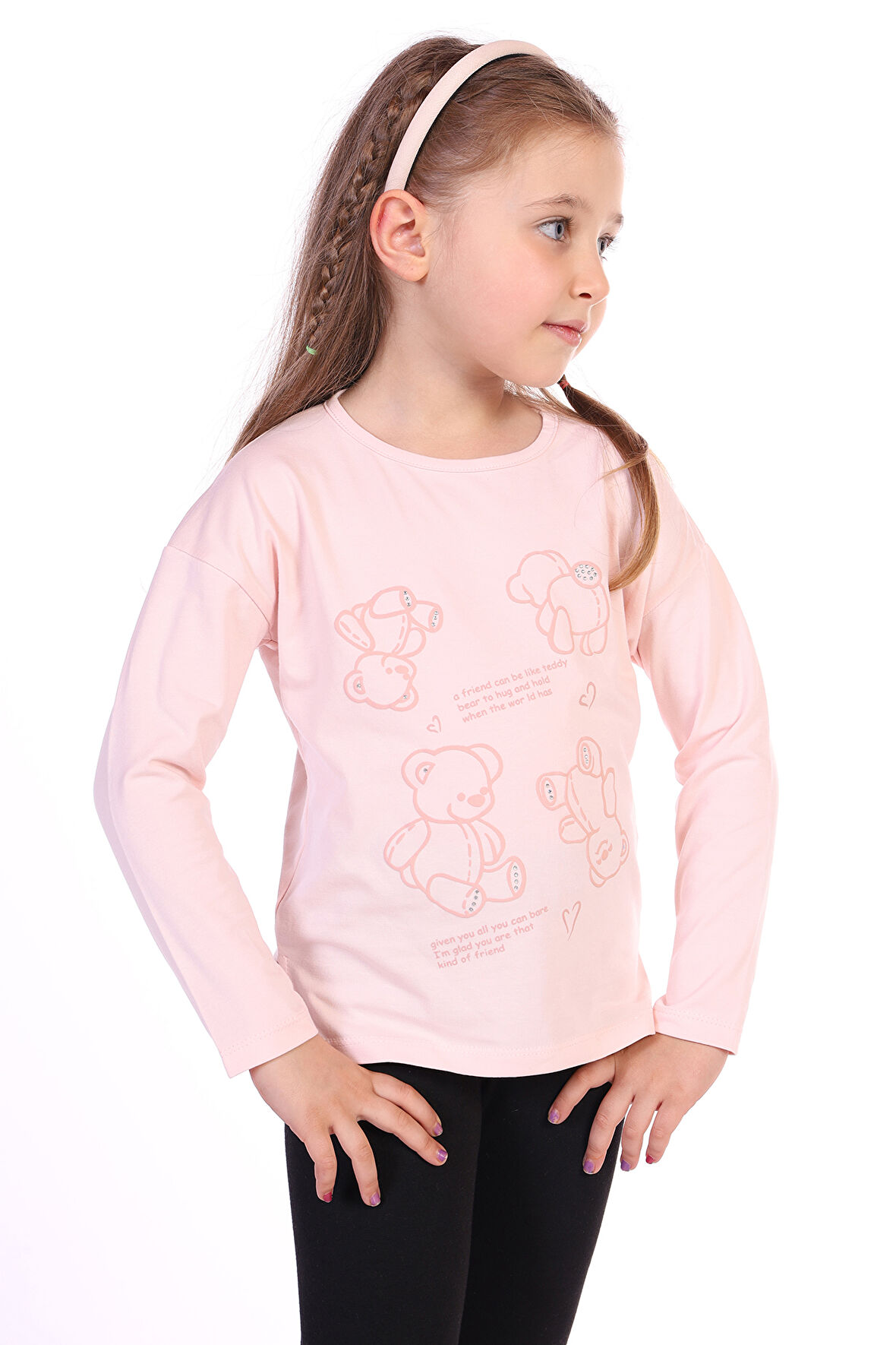 Toontoy Kız Çocuk 4lü Ayıcık Baskılı Tişört
