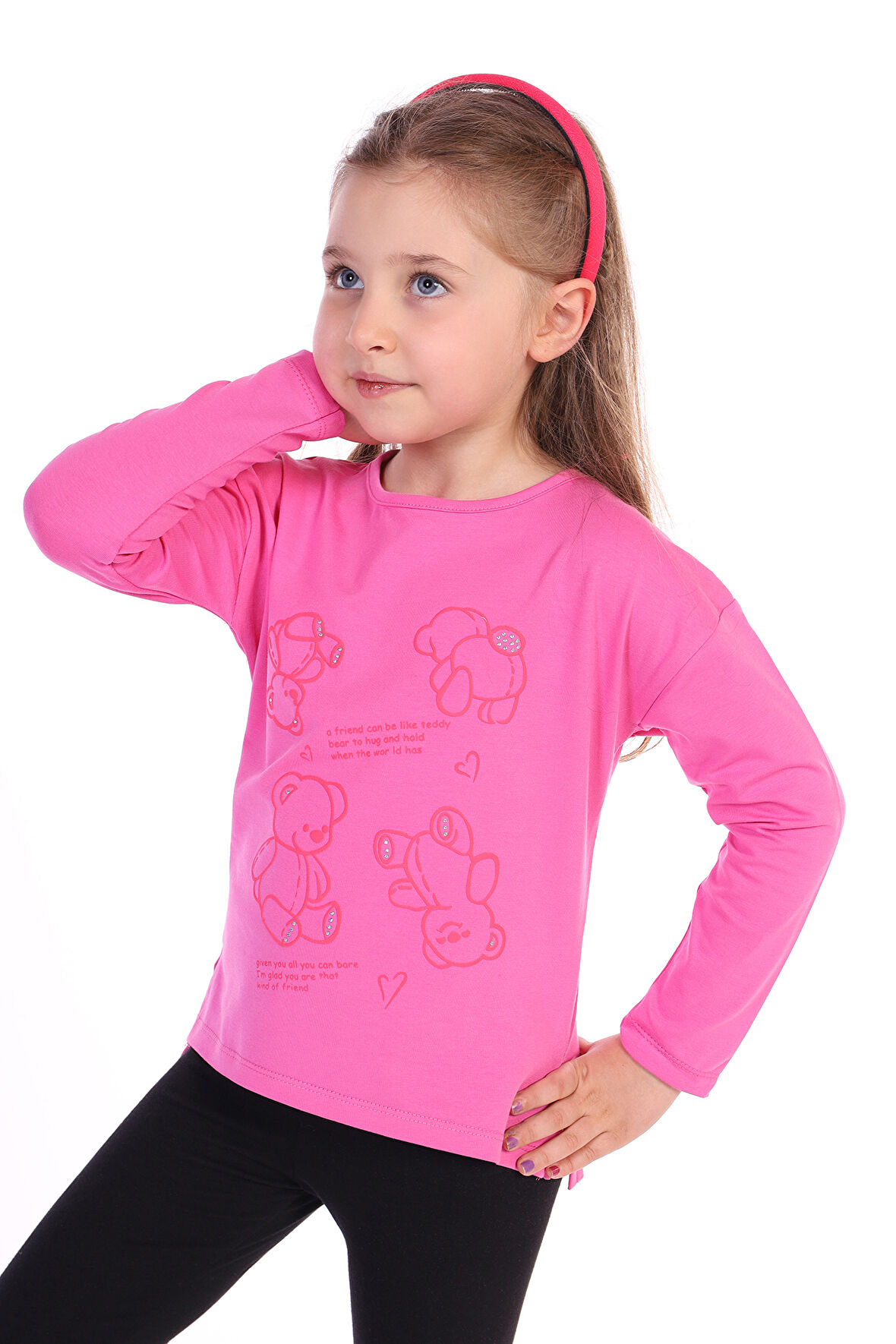 Toontoy Kız Çocuk 4lü Ayıcık Baskılı Tişört