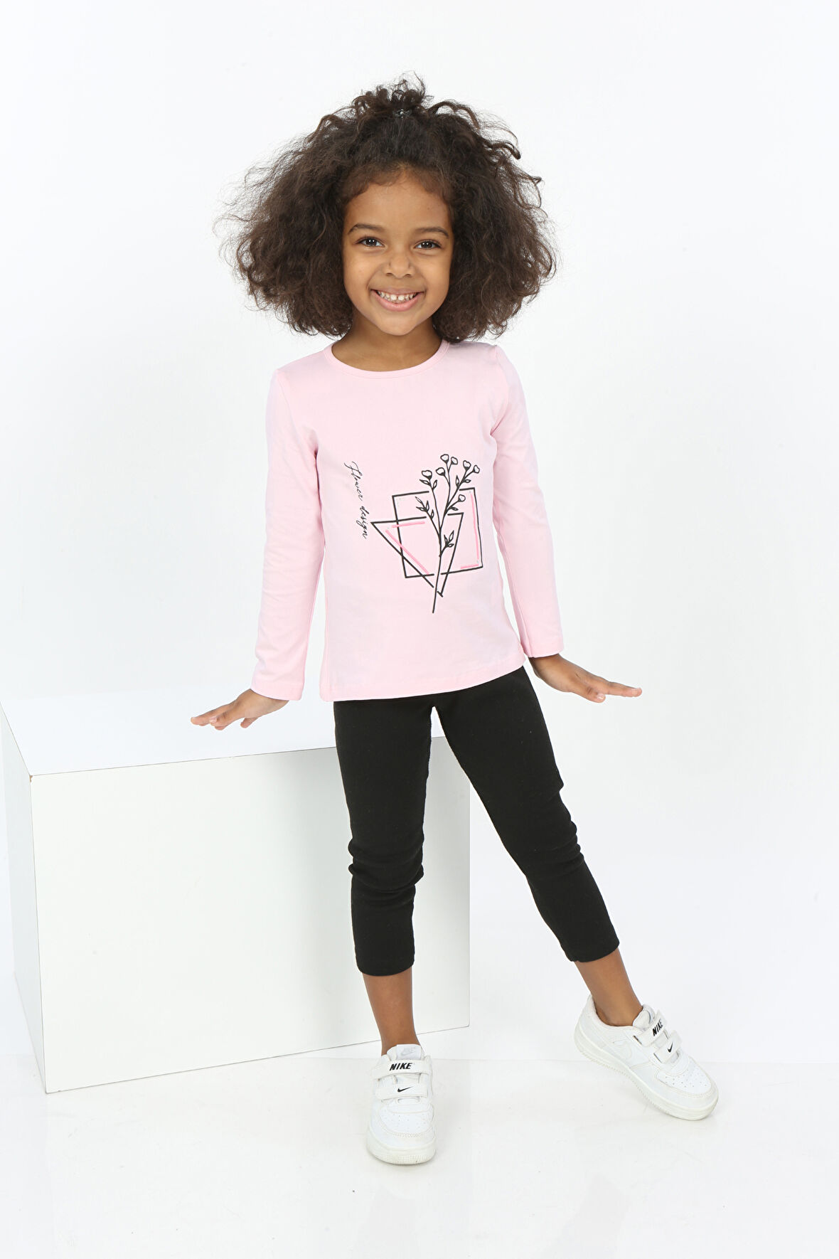 Toontoy Kız Bebek Çiçekli Yazı Nakışlı Tişört