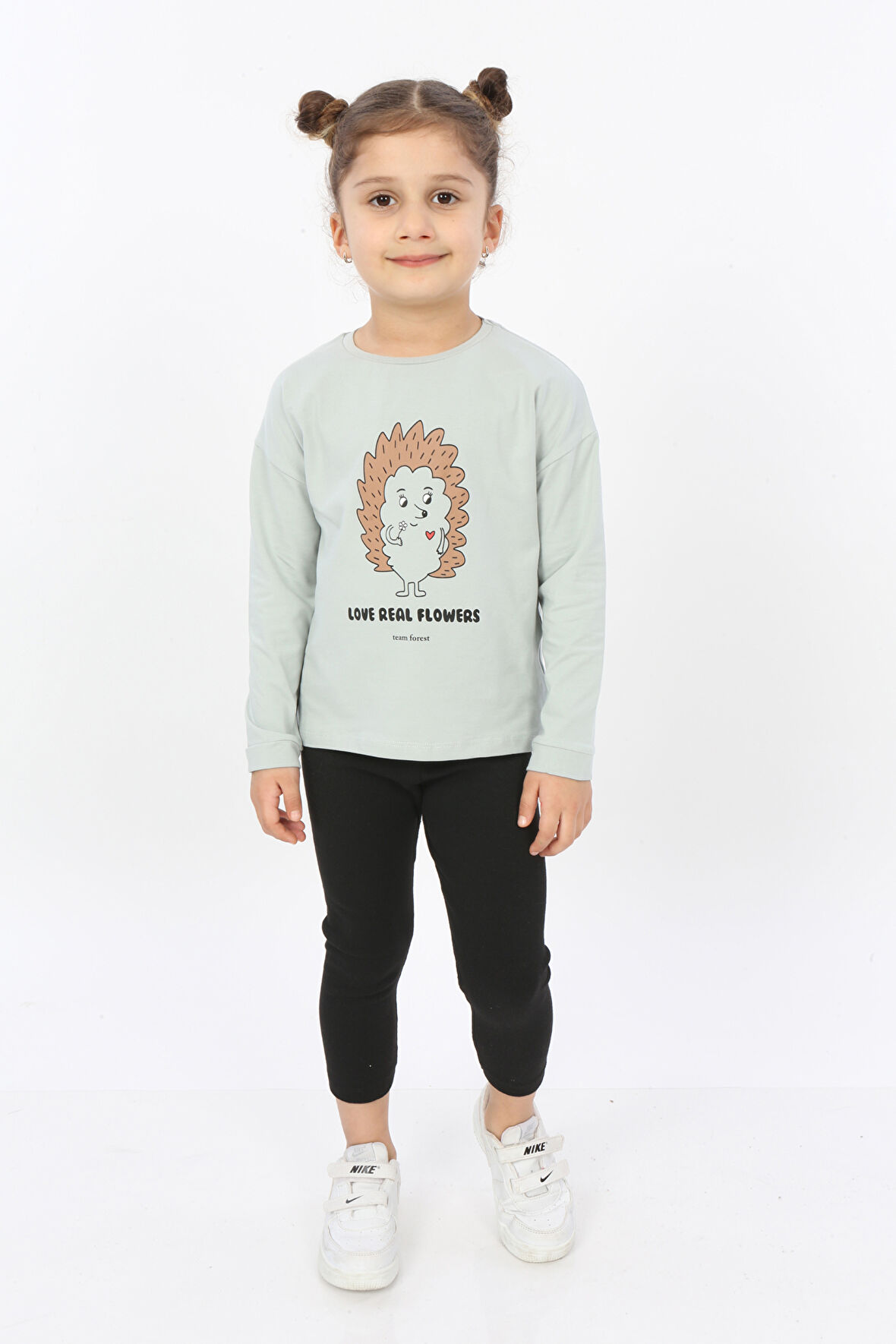 Toontoy Kız Çocuk Kirpi Baskılı Tişört