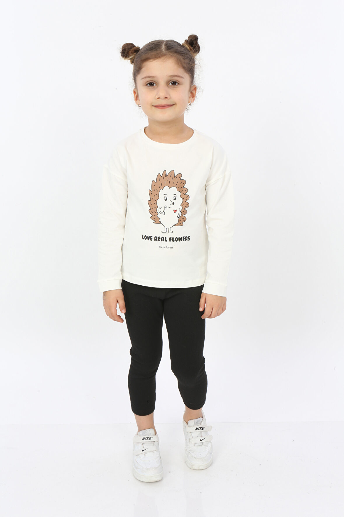 Toontoy Kız Çocuk Kirpi Baskılı Tişört