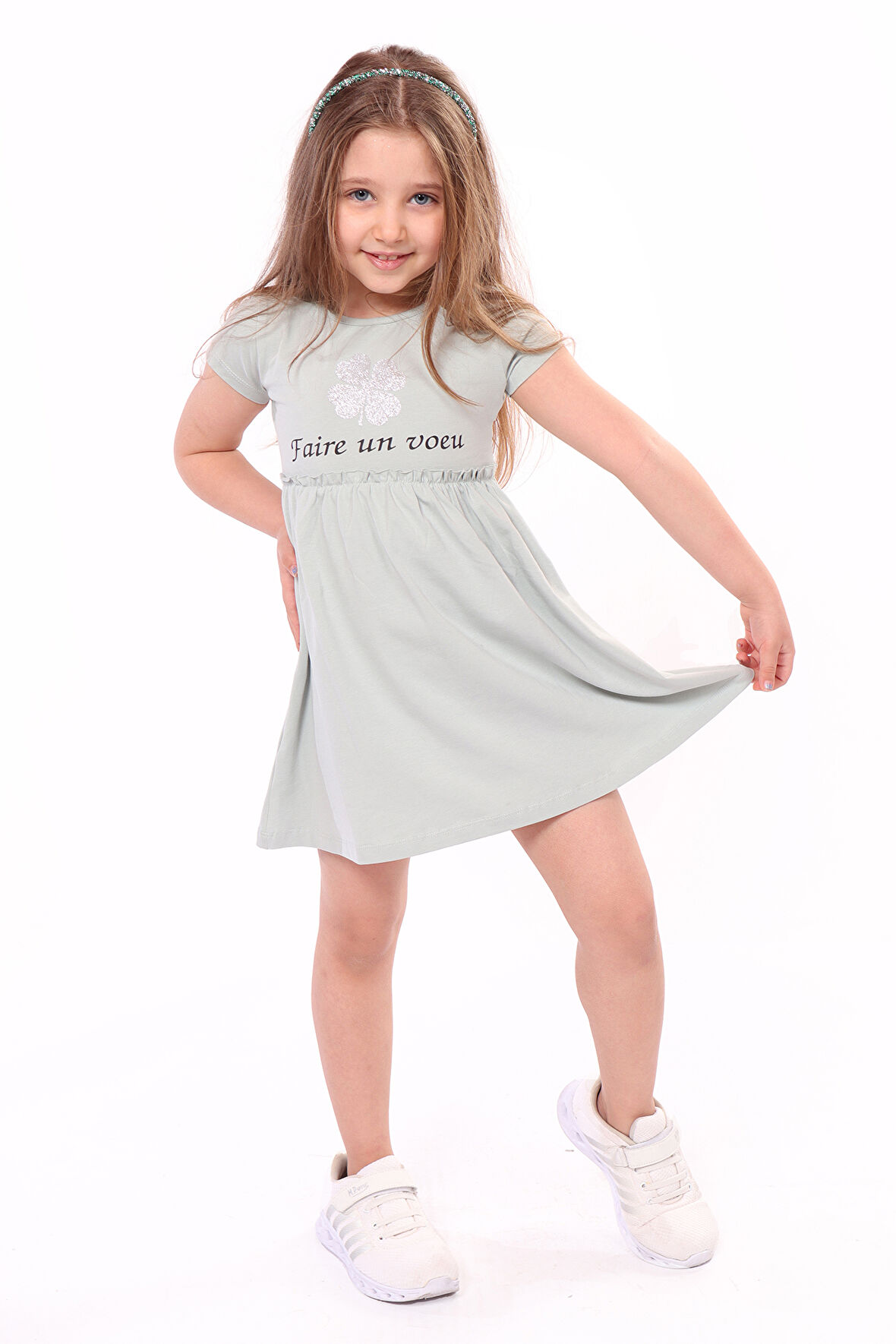 Toontoy Kız Bebek Faire Un Voeu Baskılı Elbise