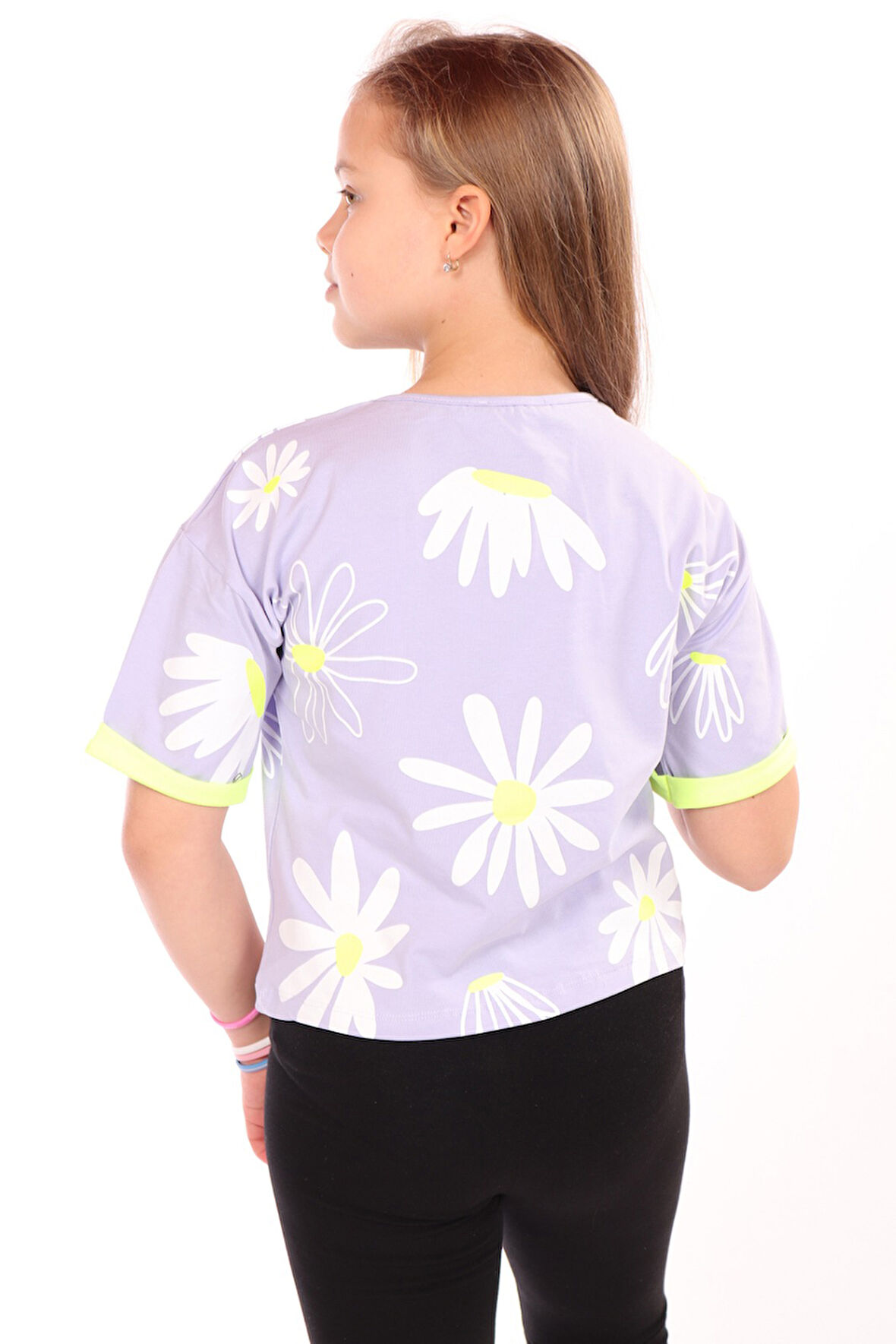 Toontoy Kız Çocuk Komple Papatya Baskılı Tişört