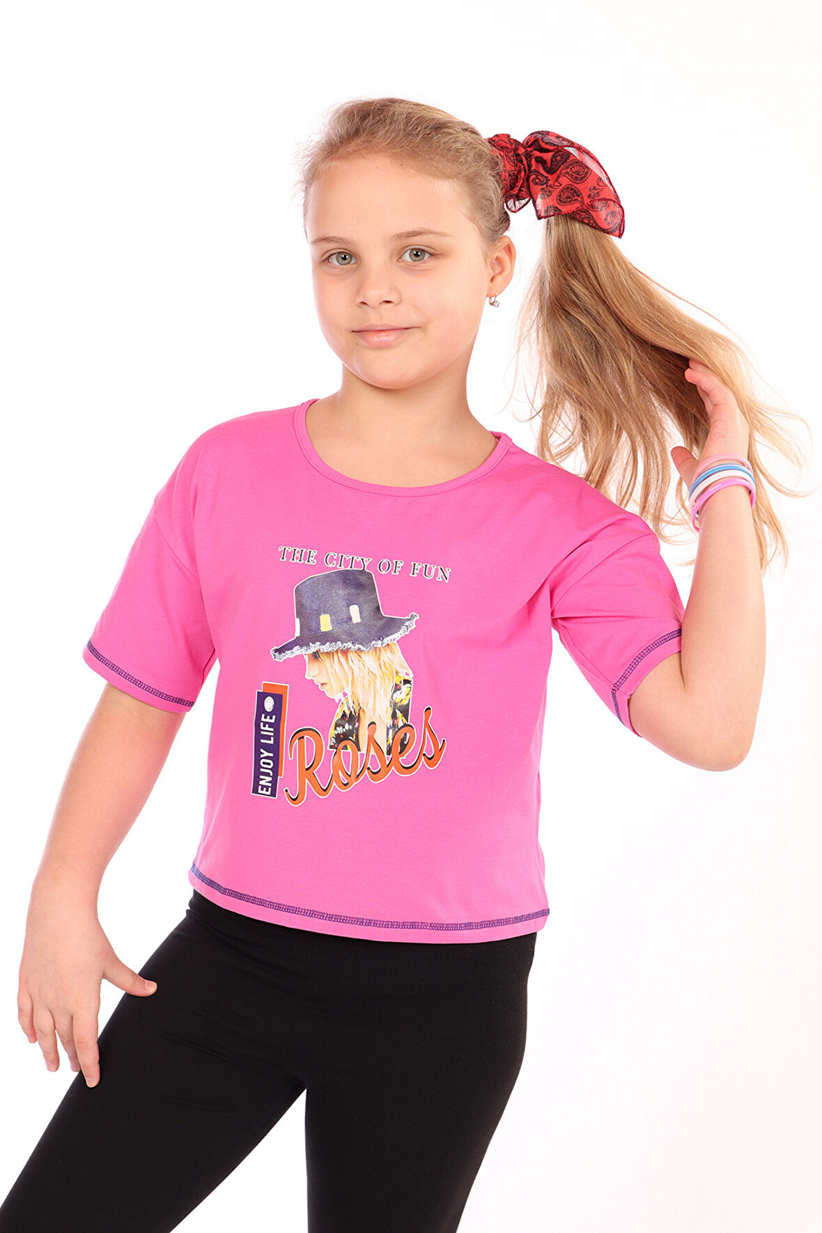 Toontoy Kız Çocuk Roses Yazı Baskılı Tişört