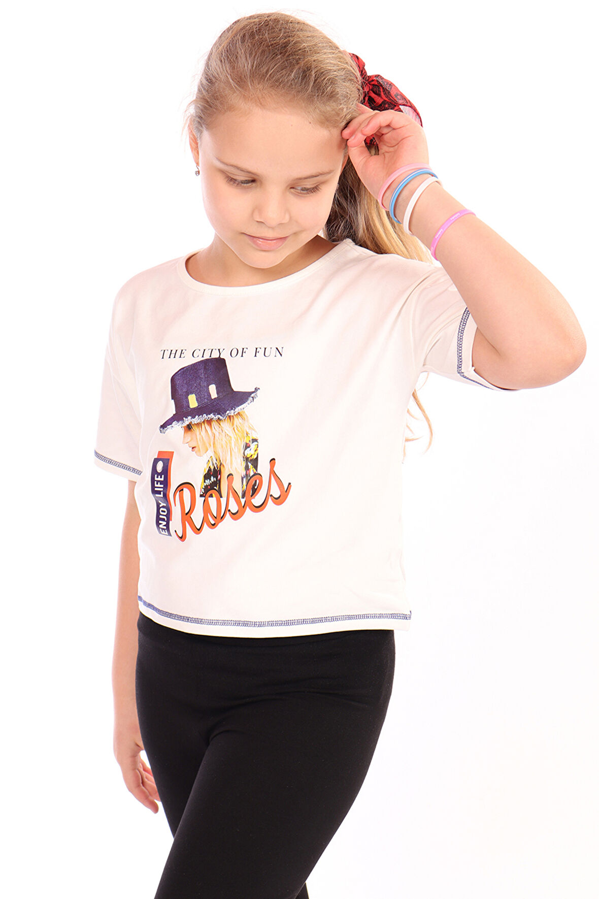 Toontoy Kız Çocuk Roses Yazı Baskılı Tişört