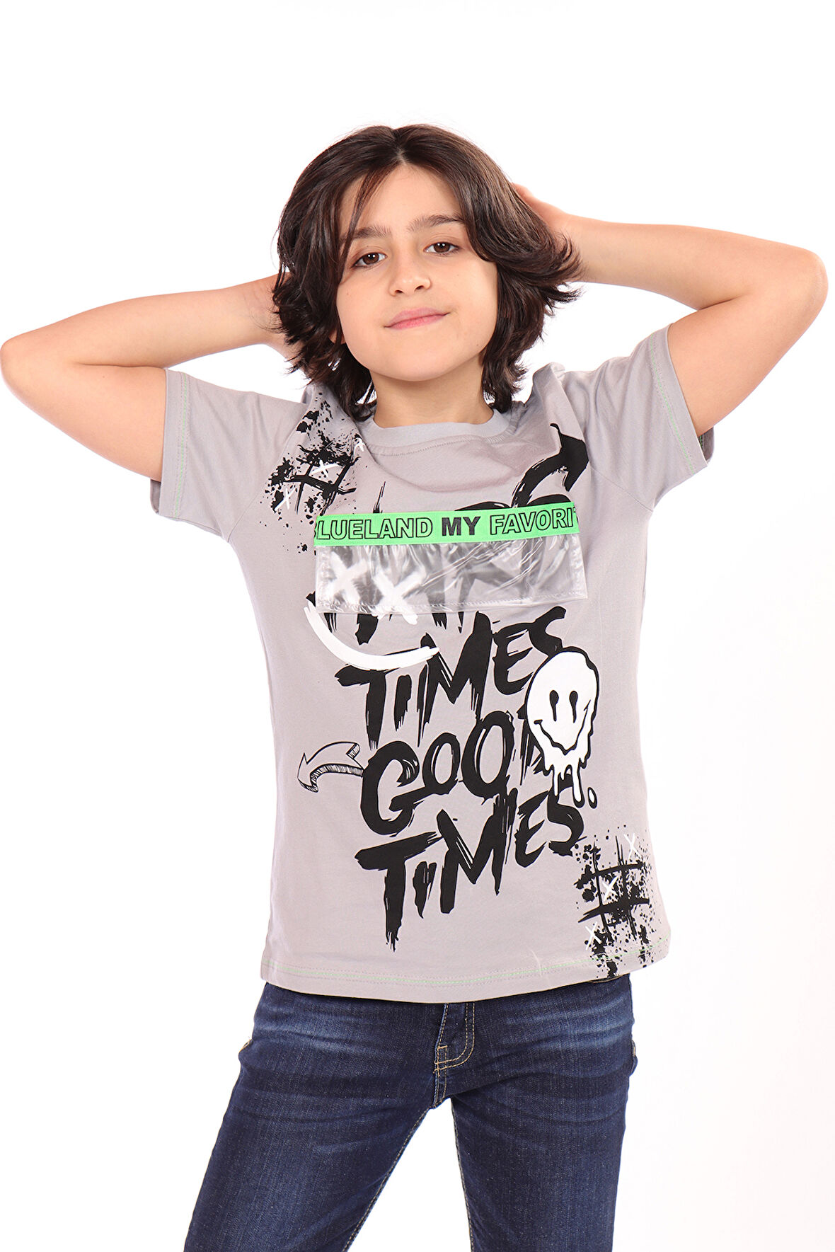 Toontoy Erkek Çocuk Önü Süs Cepli Yazı Baskılı Tişört