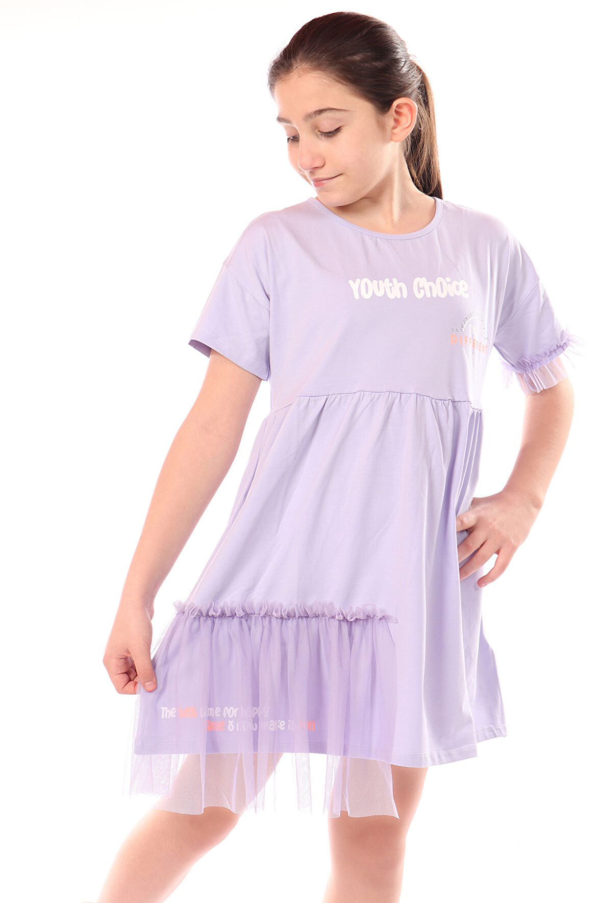 Toontoy Kız Çocuk Youth Choice Baskılı Tüllü Elbise