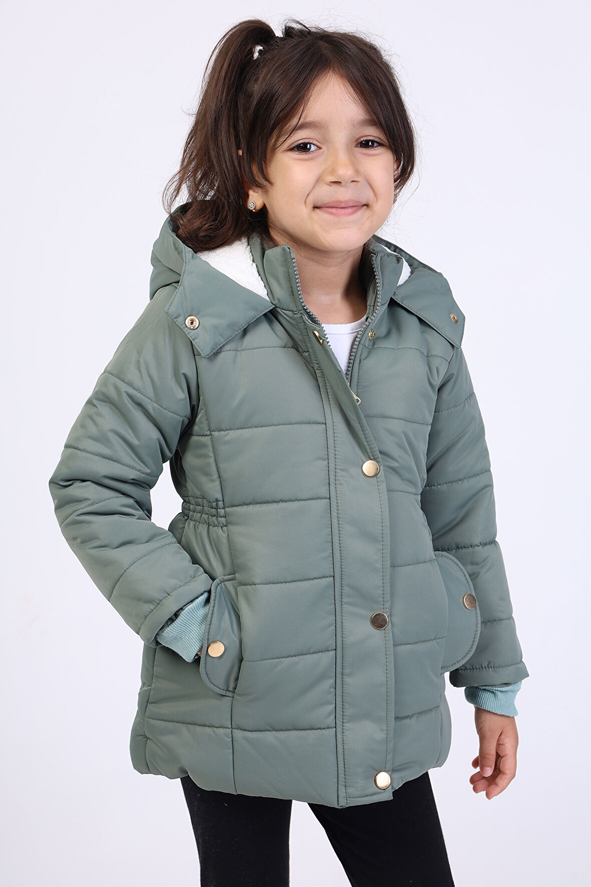 Toontoy Kız Çocuk Kapüşonlu İçi Kürklü Mont