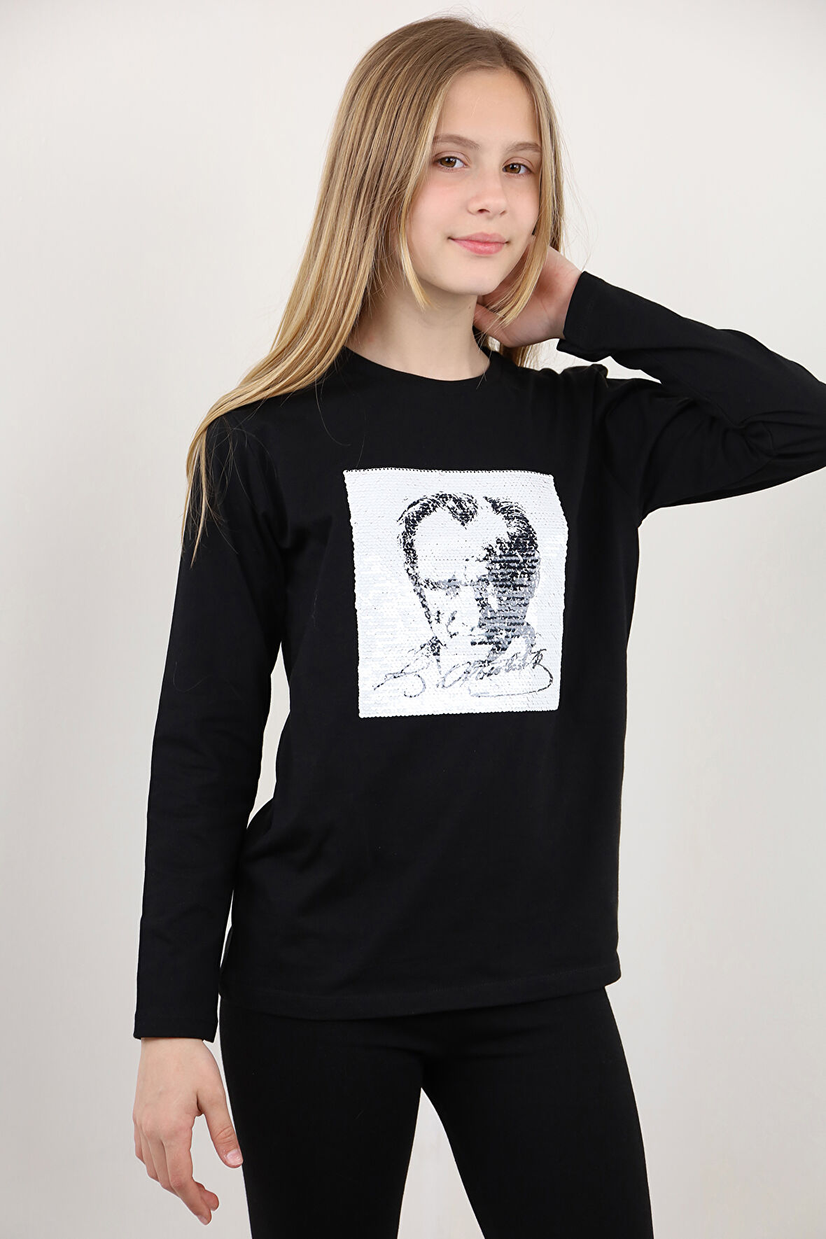Toontoy Unisex Çocuk Atatürk Bayraklı Çift Taraflı Pullu Tişört