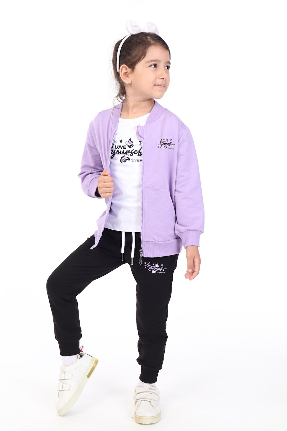 Toontoy Kız Çocuk 3lü Baskılı Eşofman Takım