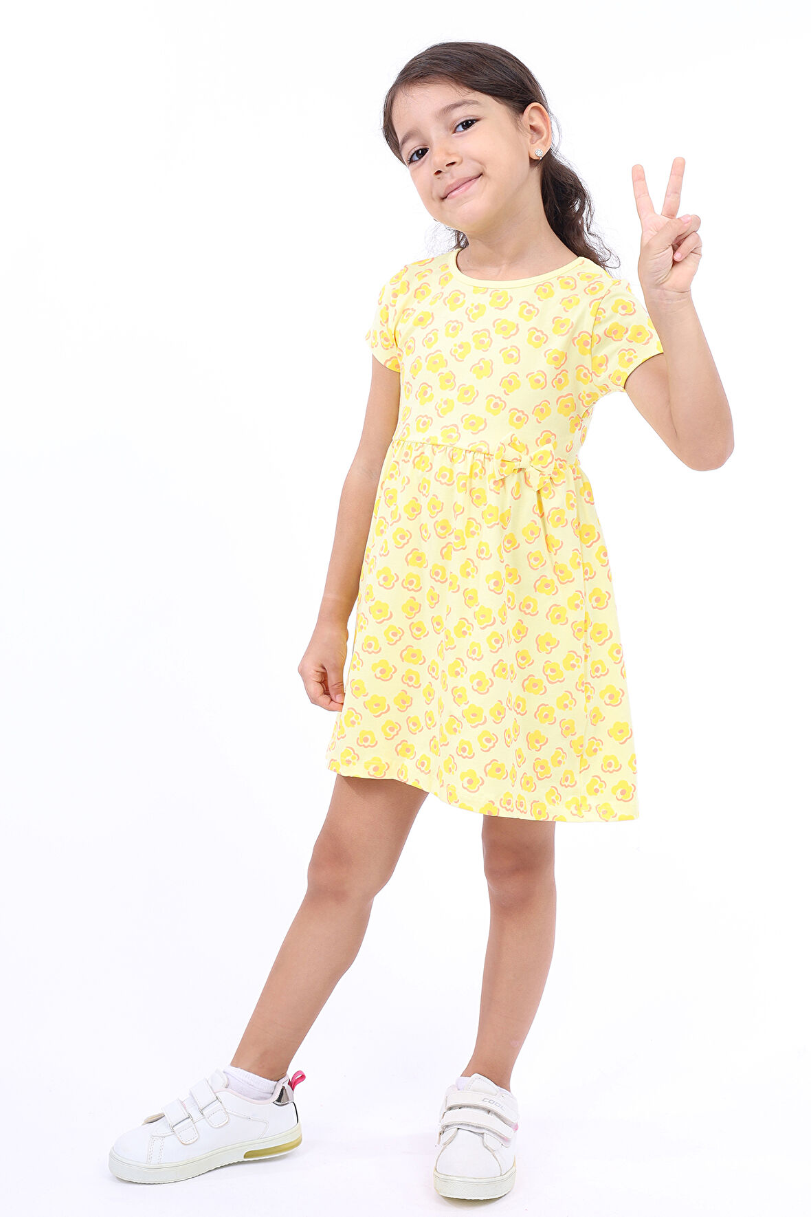 Toontoy Kız Çocuk Baskılı Elbise