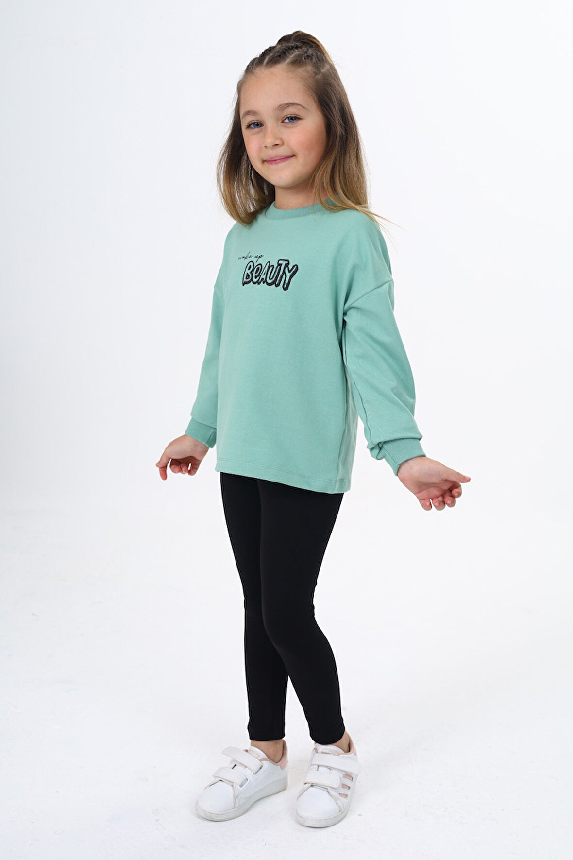 Toontoy Kız Çocuk Baskılı Taytlı Takım