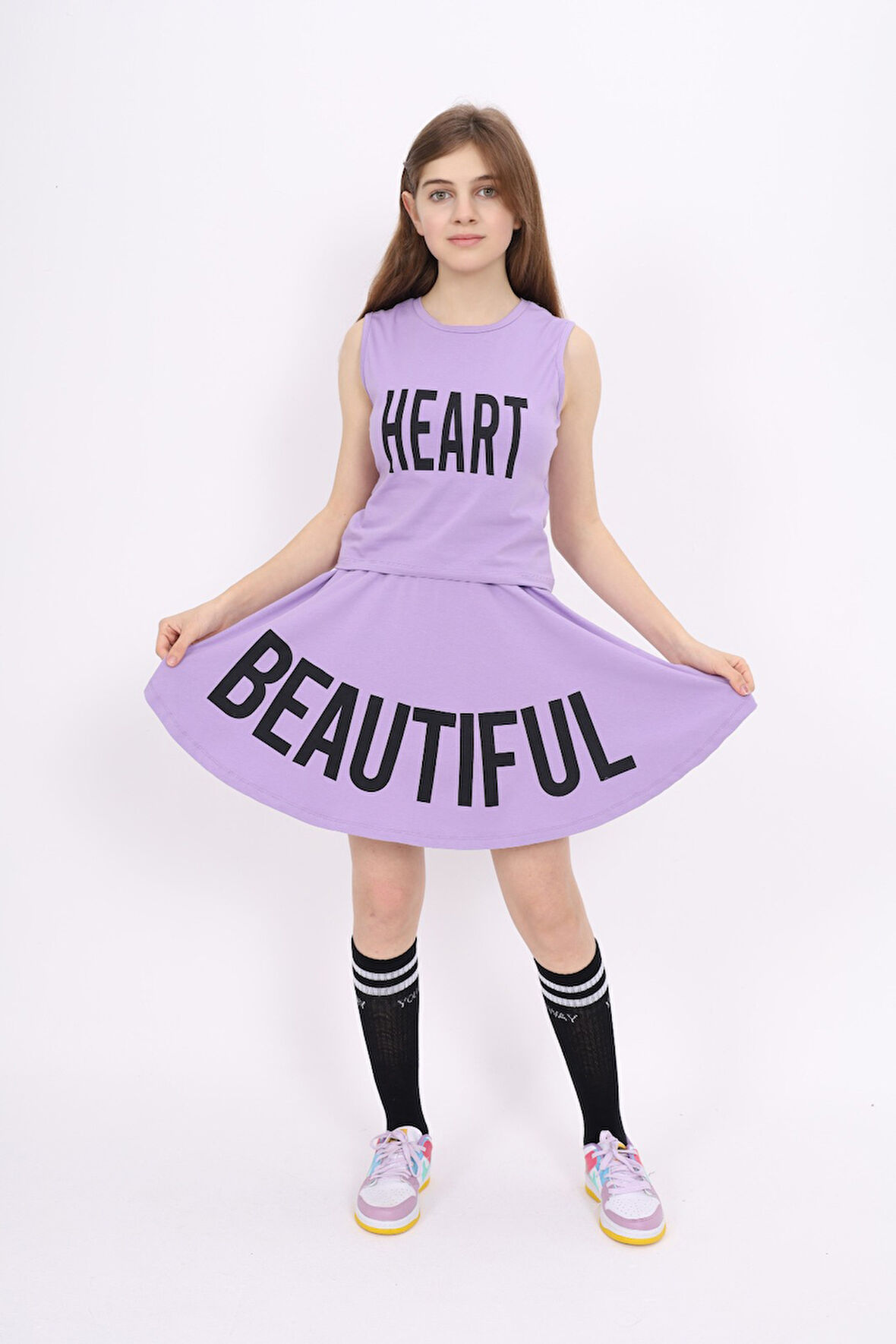 Toontoy Kız Çocuk Baskılı Etekli Takım