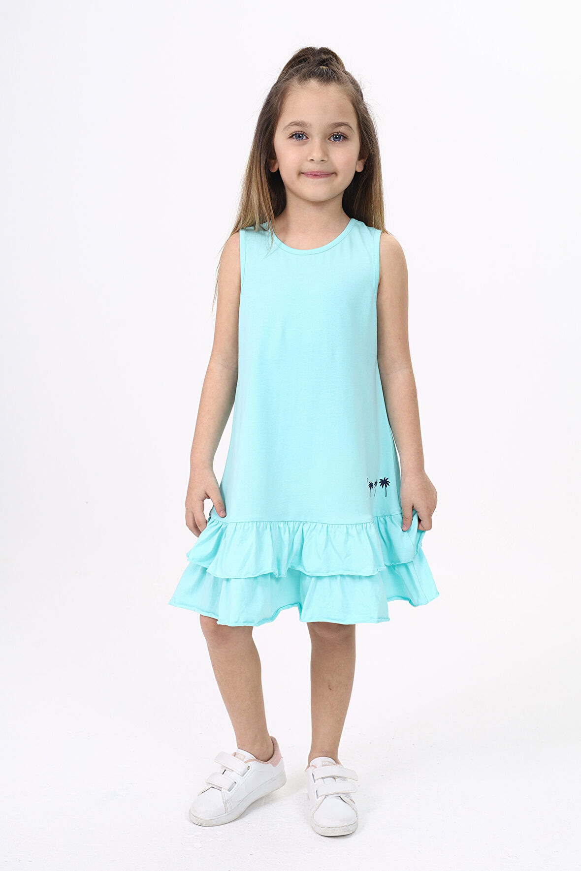 Toontoy Kız Çocuk Baskılı Elbise