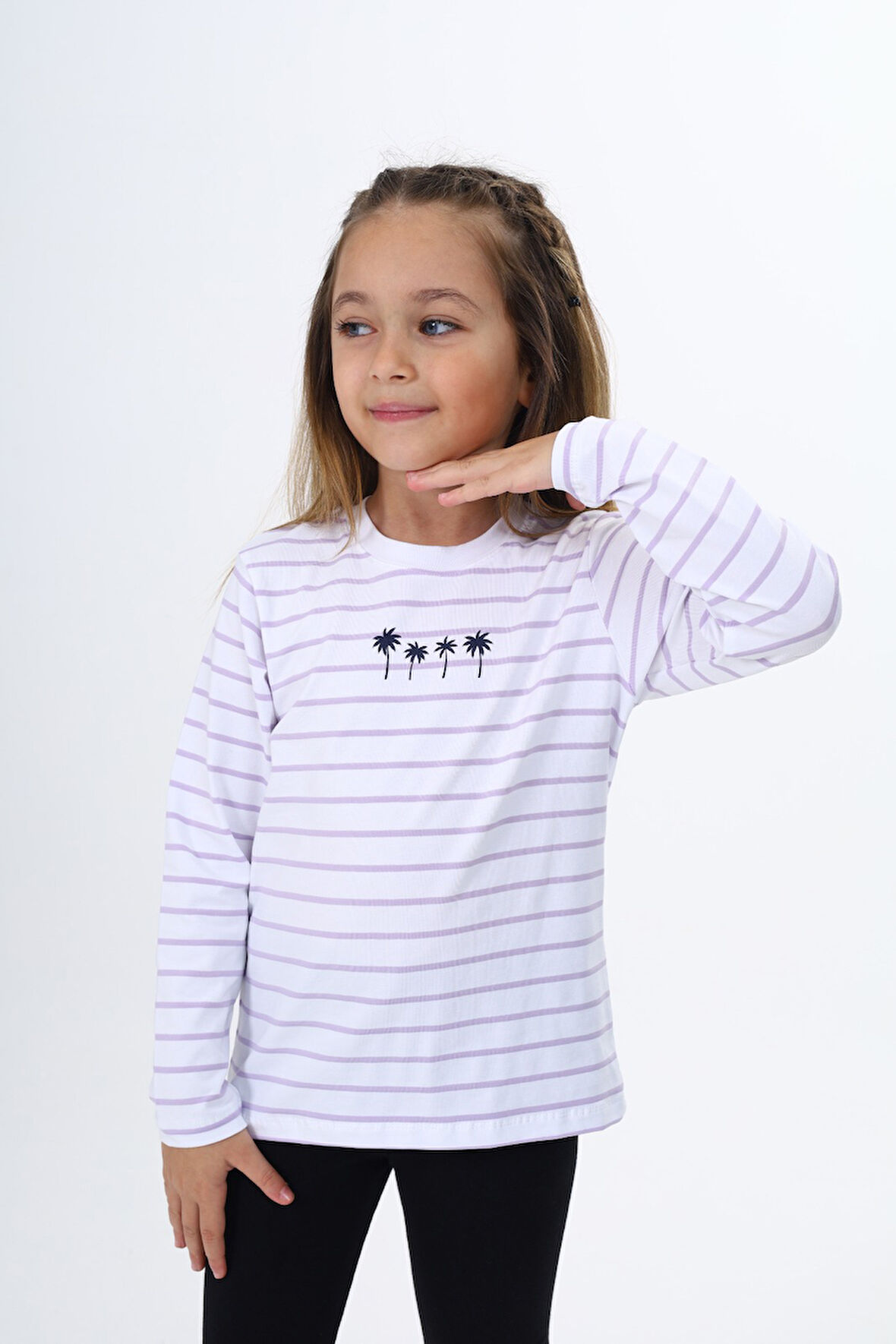 Toontoy Kız Çocuk Çizgili Tişört