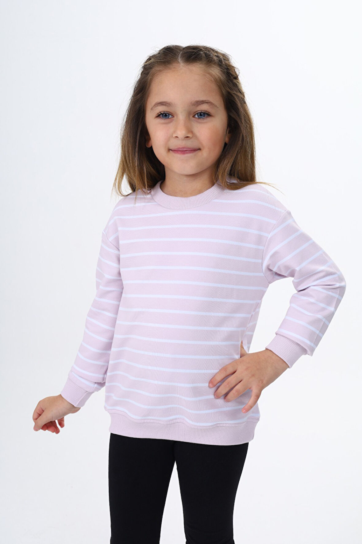Toontoy Kız Çocuk Çizgili Sweatshirt