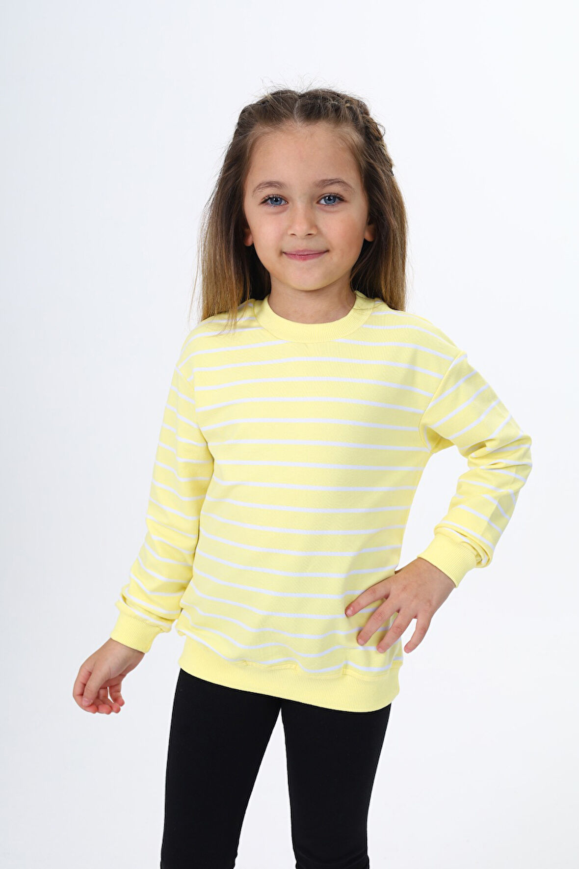 Toontoy Kız Çocuk Çizgili Sweatshirt
