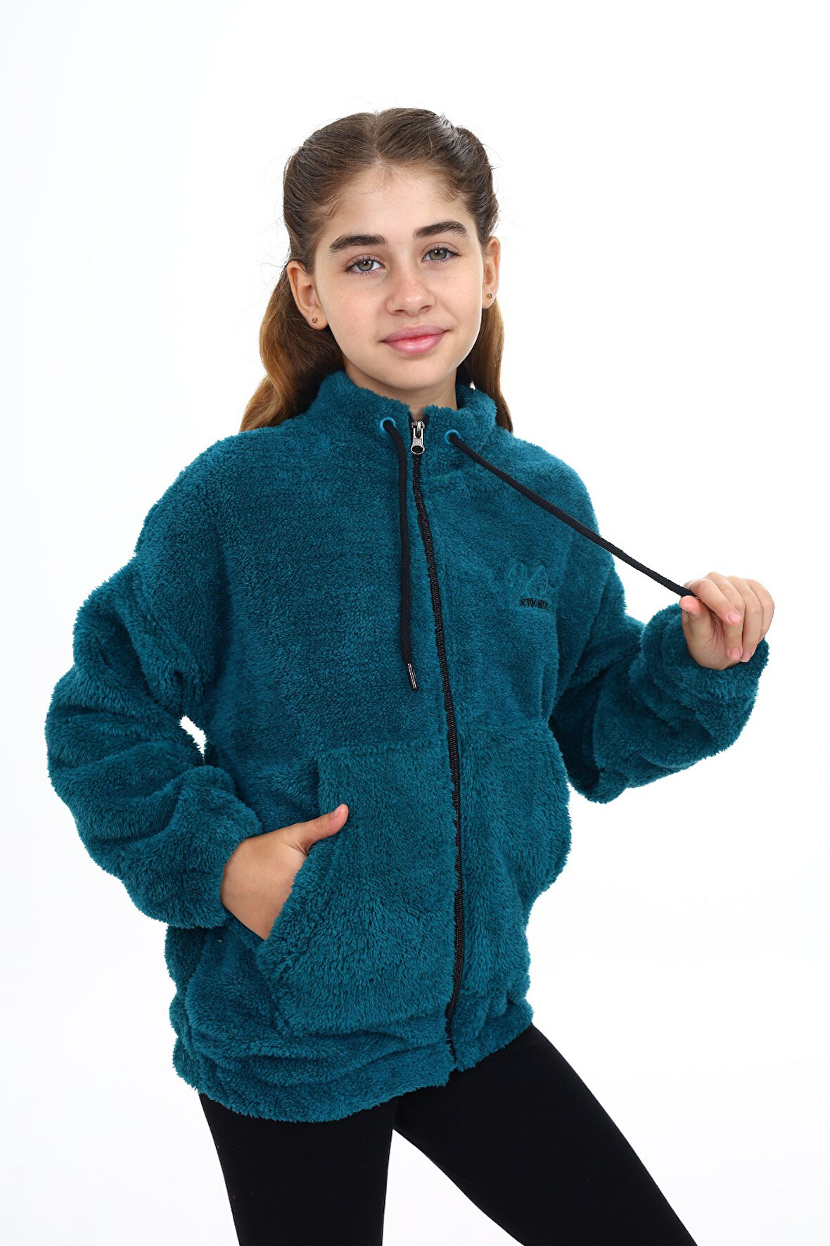 Toontoy Kız Çocuk Nakışlı Peluş Hırka