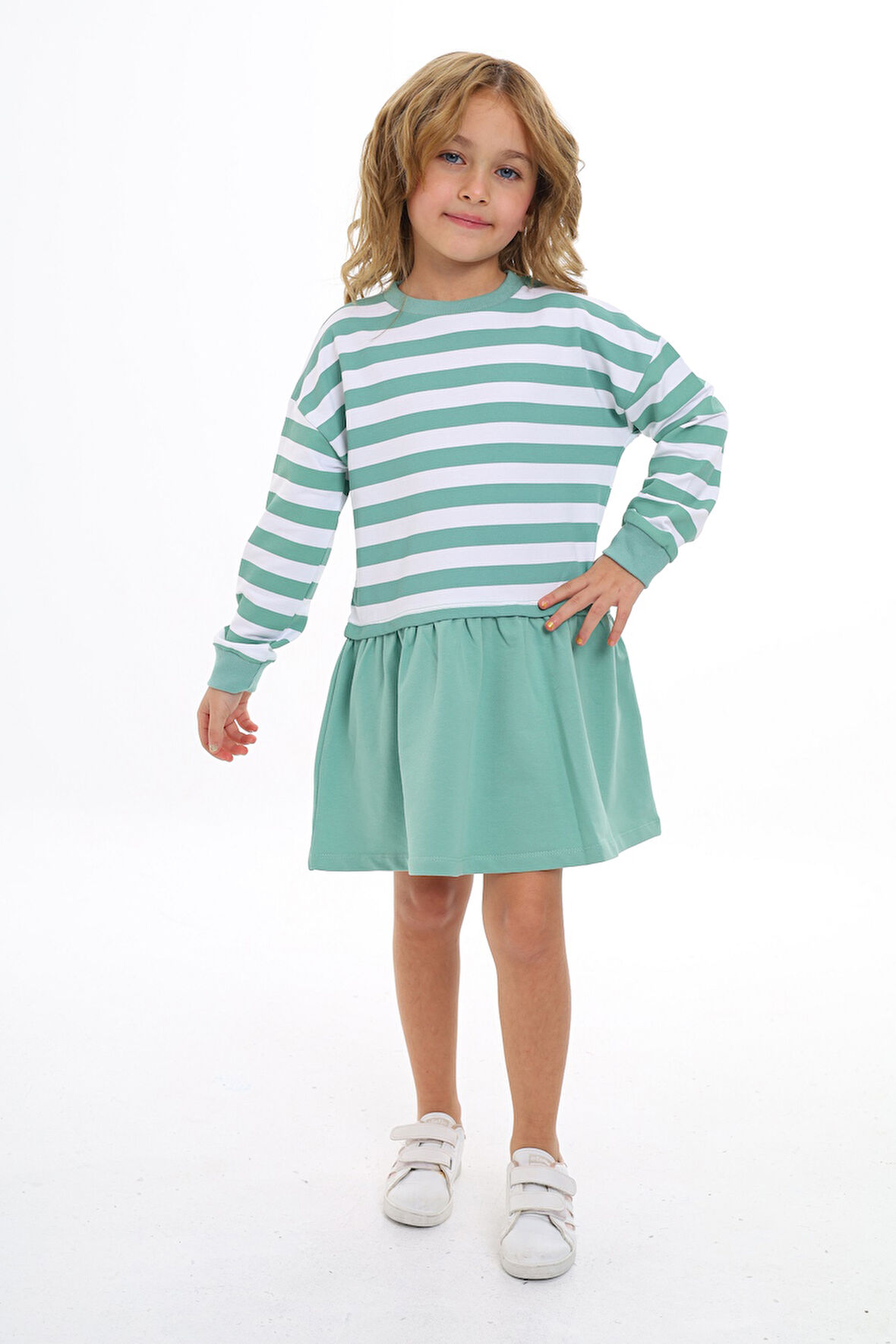 Toontoy Kız Çocuk Çizgili Elbise