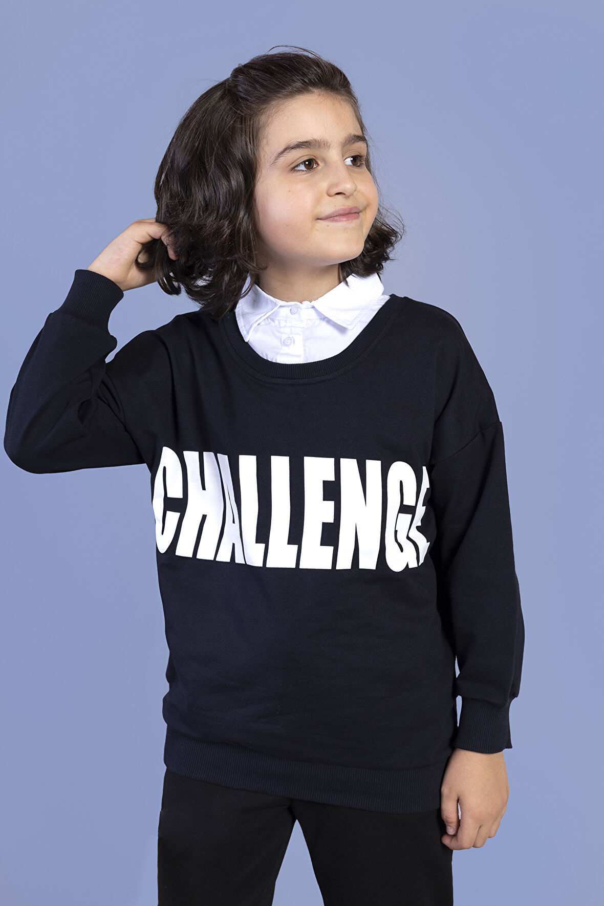 Toontoy Erkek Çocuk Baskılı Gömlek Yaka Sweatshirt