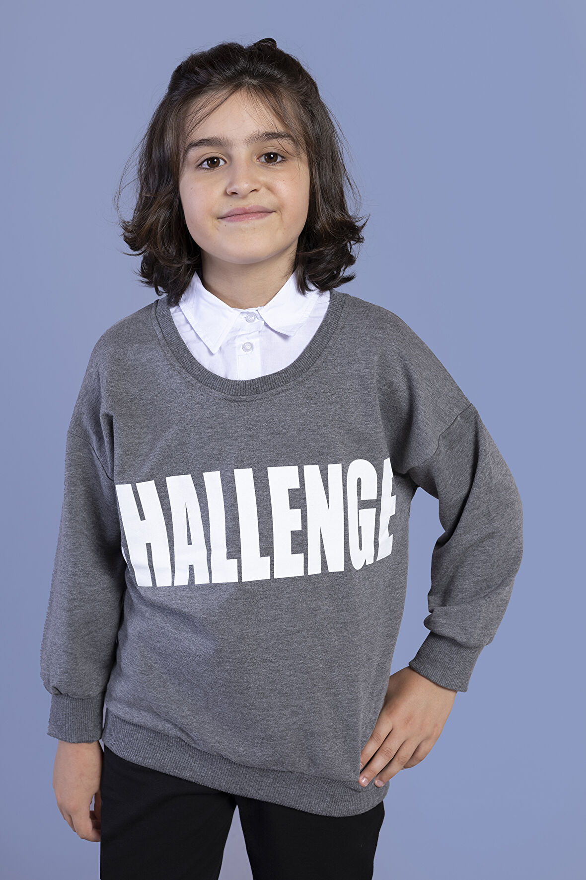 Toontoy Erkek Çocuk Baskılı Gömlek Yaka Sweatshirt