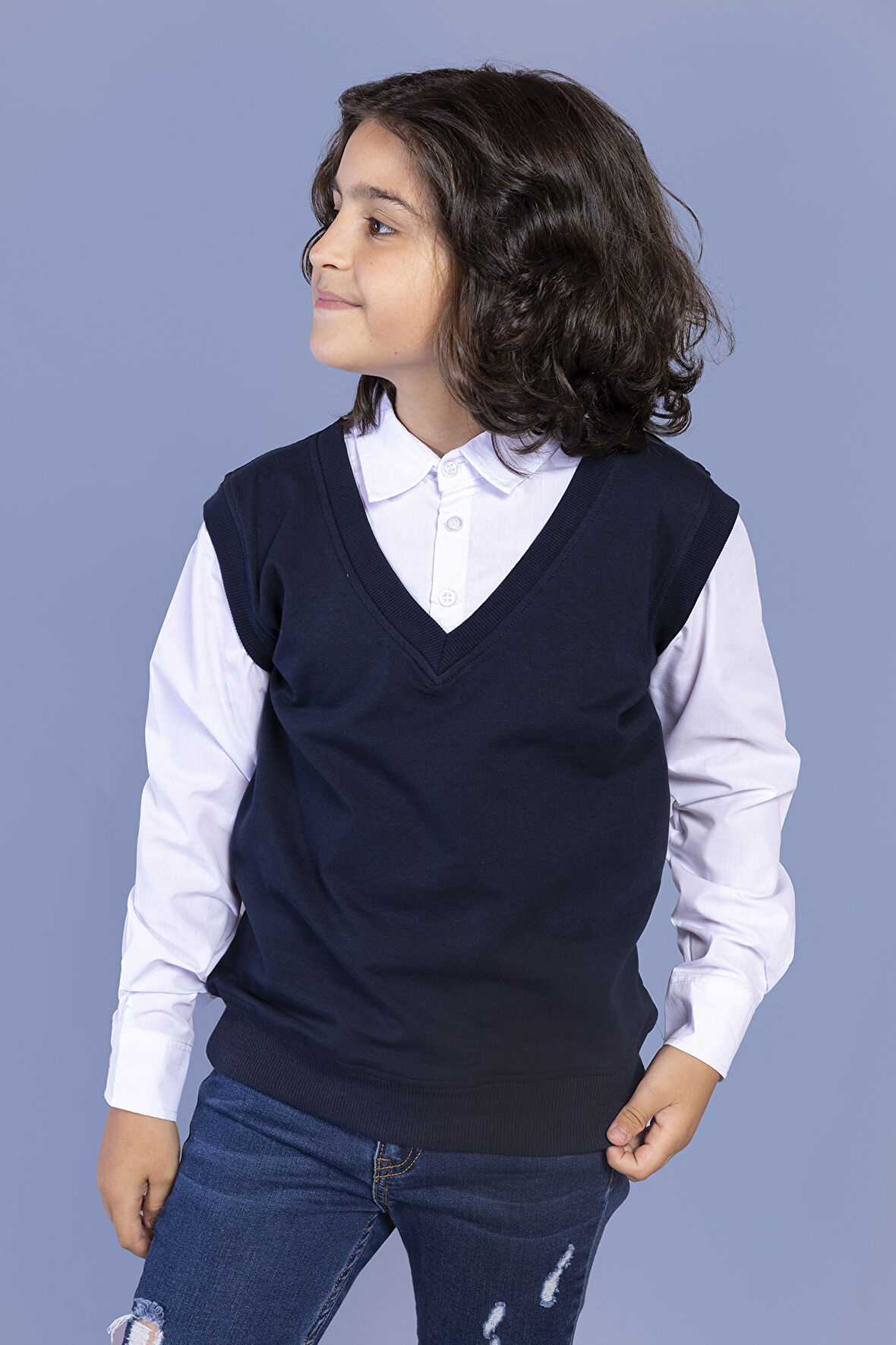 Toontoy Erkek Çocuk Süveterli Okul Gömlek