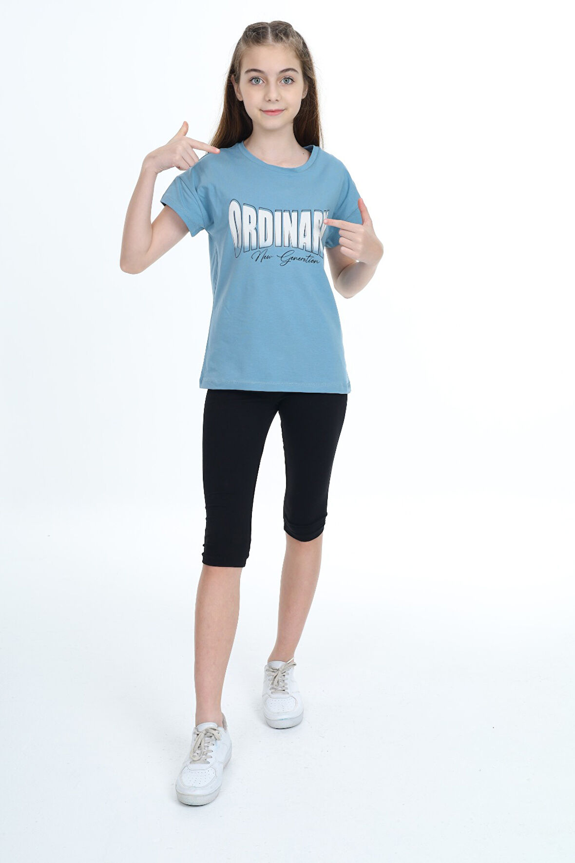 Toontoy Kız Çocuk Baskılı Kaprili Takım