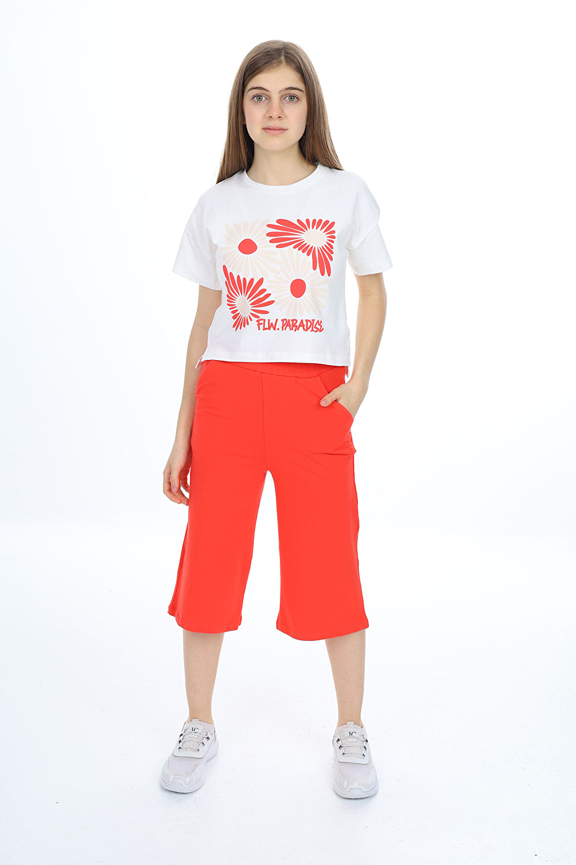 Toontoy Kız Çocuk Baskılı Kaprili Takım