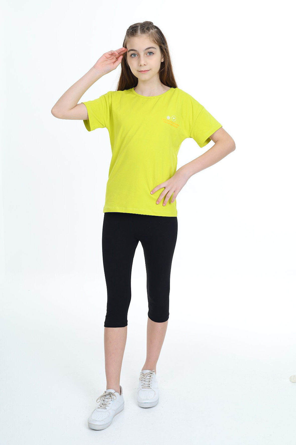 Toontoy Kız Çocuk Baskılı Taytlı Takım